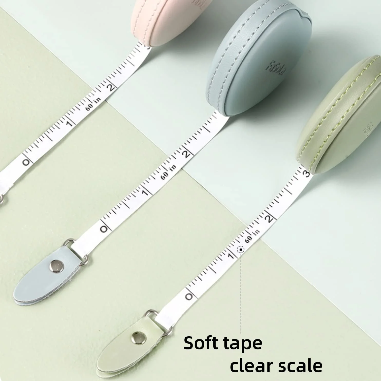متر نواری بدن قابل حمل POSICHE، متر اندازه گیری قابل حمل، چرم نرم PU، اندازه گیری قد، سه دور، اندازه گیری دور کمر، خط کش نرم خیاطی، خط کش متری، 2 واحد اندازه گیری، ظاهر آسان (صورتی)