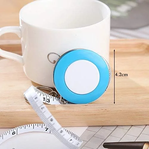 متر نواری 150 سانتی متری قابل حمل جمع شونده جاکلیدی روکش پارچه ای خیاطی ابزار خیاطی لوازم جانبی 6JC83 (رنگ: آبی)