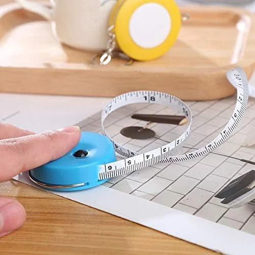 متر نواری 150 سانتی متری قابل حمل جمع شونده جاکلیدی روکش پارچه ای خیاطی ابزار خیاطی لوازم جانبی 6JC83 (رنگ: آبی)