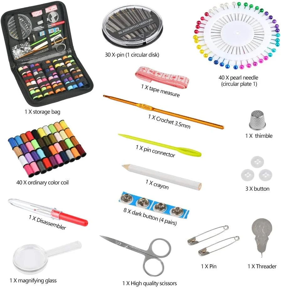 ست خیاطی مسافرتی، کیت تعمیر خیاطی شامل 88 لوازم خیاطی ممتاز و نخ های 40 رنگ برای بزرگسالان، مبتدیان، کودکان، ست خیاطی DIY با قیچی، انگشتانه، نخ، سوزن خیاطی، متر و غیره ست خیاطی مسافرتی، کیت تعمیر خیاطی شامل 88 لوازم خیاطی ممتاز و نخ های 40 رنگ برای بزرگسالان، مبتدیان، کودکان، ست خیاطی DIY با قیچی، انگشتانه، نخ، سوزن خیاطی، متر و غیره