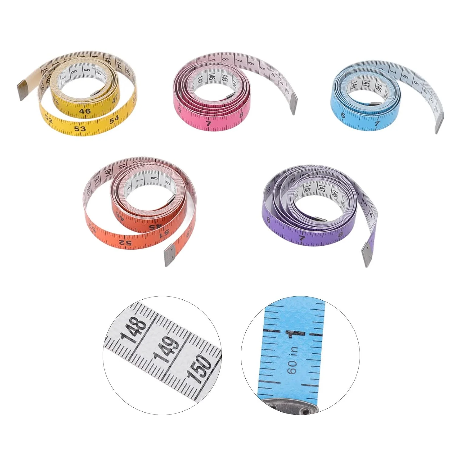 نوار اندازه گیری بدن رنگارنگ PESUMA، 150 سانتی متر، 60 اینچ، مقاوم در برابر پارگی، مناسب برای خیاطی و اندازه گیری بدن - نوار اندازه گیری بدن رنگارنگ، نوار اندازه گیری پارچه ای نرم برای بدن، 5 عددی نوار اندازه گیری بدن رنگارنگ PESUMA، 150 سانتی متر، 60 اینچ، مقاوم در برابر پارگی، مناسب برای خیاطی و اندازه گیری بدن - نوار اندازه گیری بدن رنگارنگ، نوار اندازه گیری پارچه ای نرم برای بدن، 5 عددی