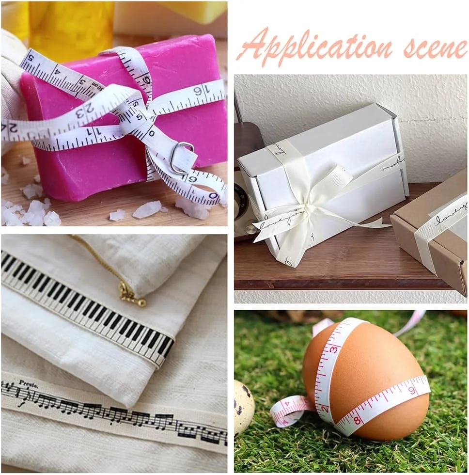 نوار اندازه گیری 9 متری PH PandaHall نوار پنبه ای با خط کش مقیاس نوار 25 میلی متری برای خیاطی دور کمر بدن خیاطان صنعتگران، سبز/صورتی