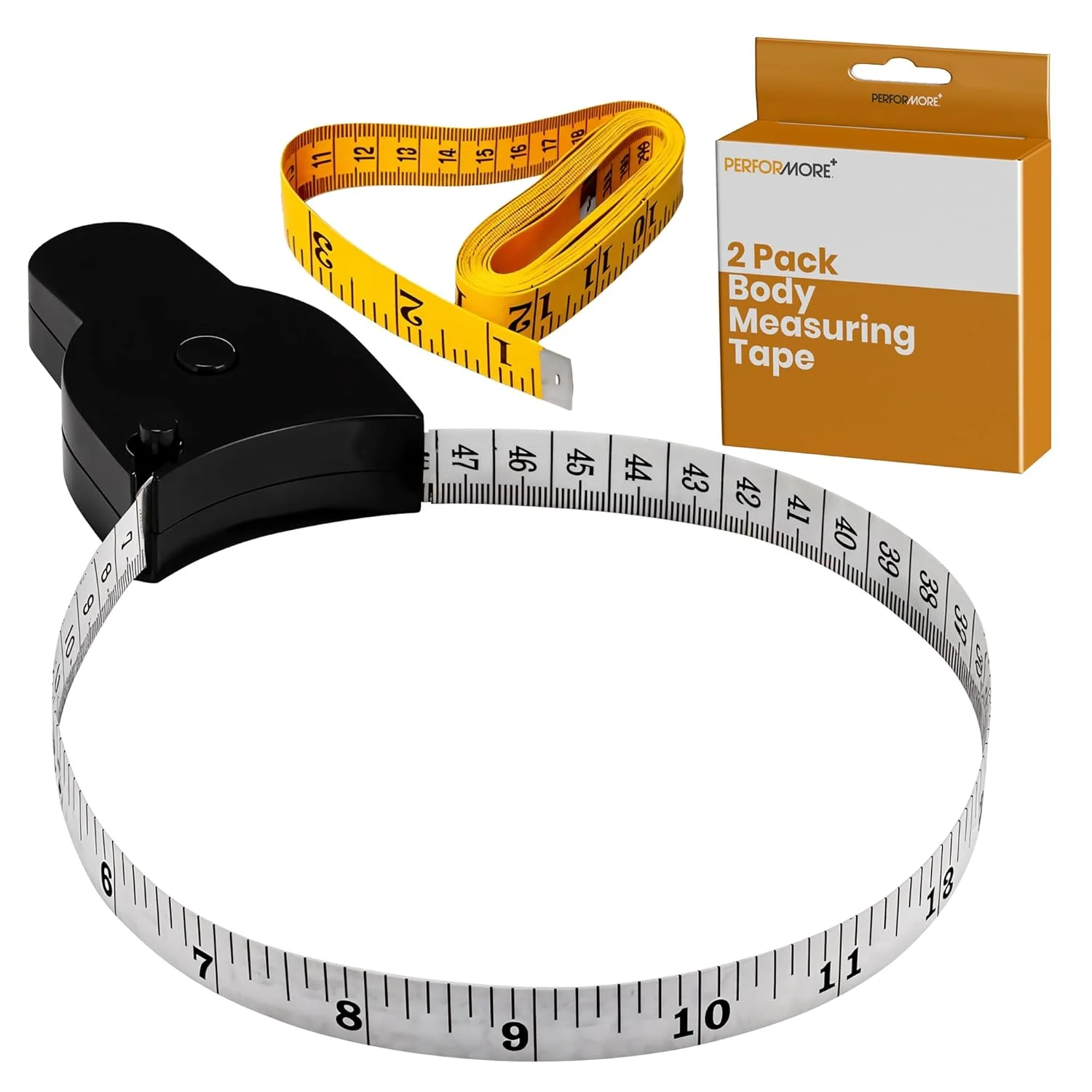 متر خیاطی بدن Performore با طول 150 سانتی متر (60 اینچ) به همراه پین قفل و دکمه فشاری مشکی برای جمع کردن، شامل متر زرد، اندازه گیری دقیق برای خیاطی و اندازه گیری بدن متر خیاطی بدن Performore با طول 150 سانتی متر (60 اینچ) به همراه پین قفل و دکمه فشاری مشکی برای جمع کردن، شامل متر زرد، اندازه گیری دقیق برای خیاطی و اندازه گیری بدن