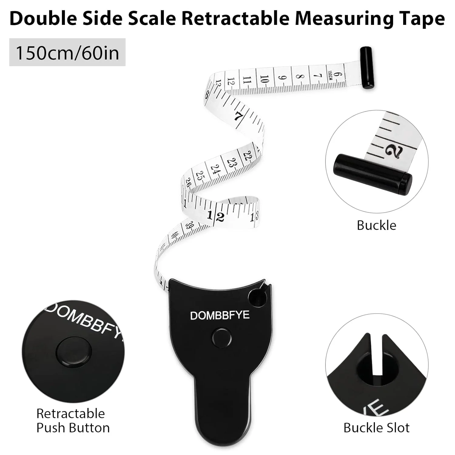 متر نواری بدن 5 عددی برای اندازه گیری وزن، دکمه فشاری جمع شونده و مقیاس دوگانه، متر نواری برای اندازه گیری سایز بدن، پارچه نرم کوچک خیاطی، 150 سانتی متر / 60 اینچ