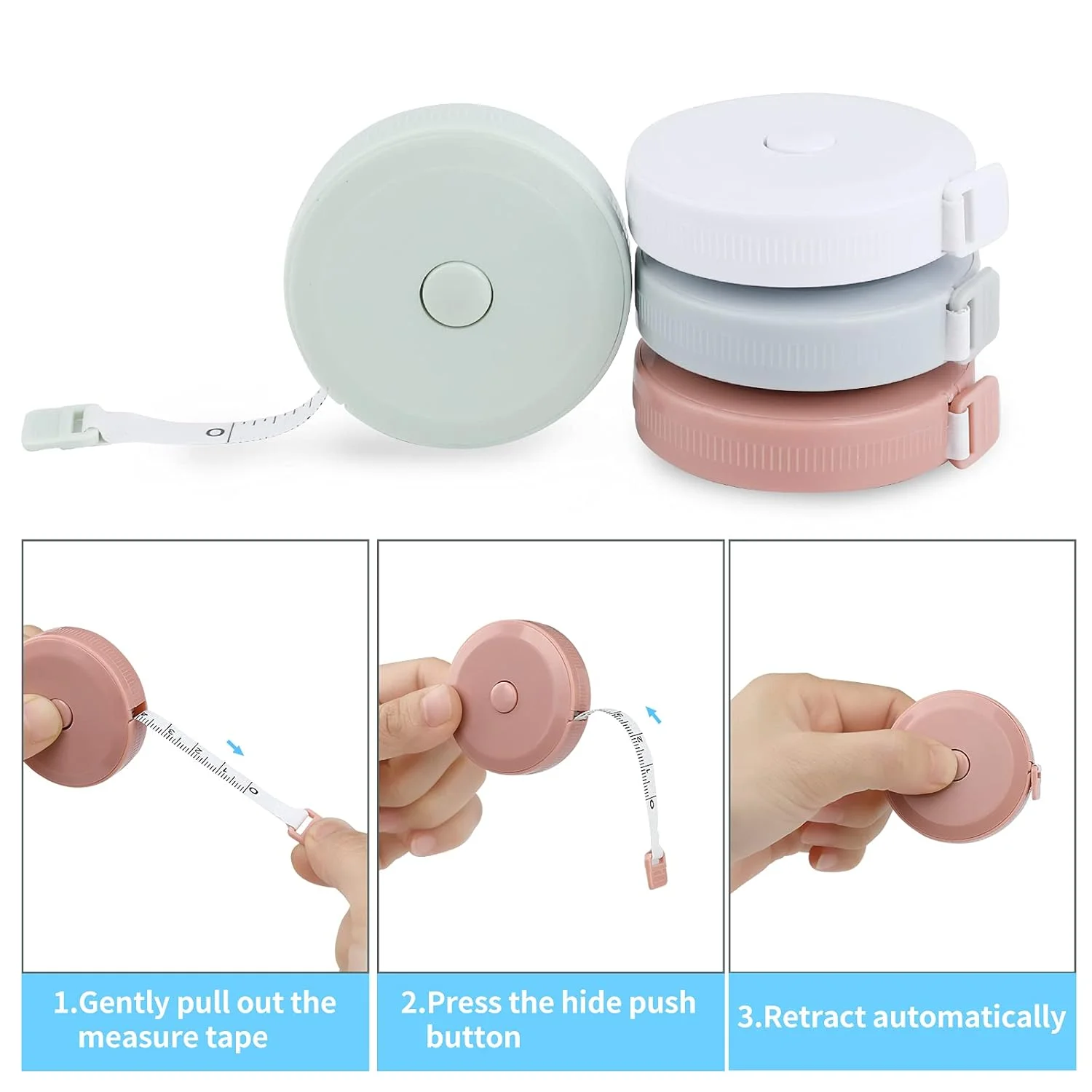 بسته 12 عددی متر نواری نرم جمع شونده - متر خیاطی برای اندازه گیری بدن، متر نواری دو مقیاسی برای پارچه، خیاطی، بافندگی، اندازه گیری های صنایع دستی خانگی