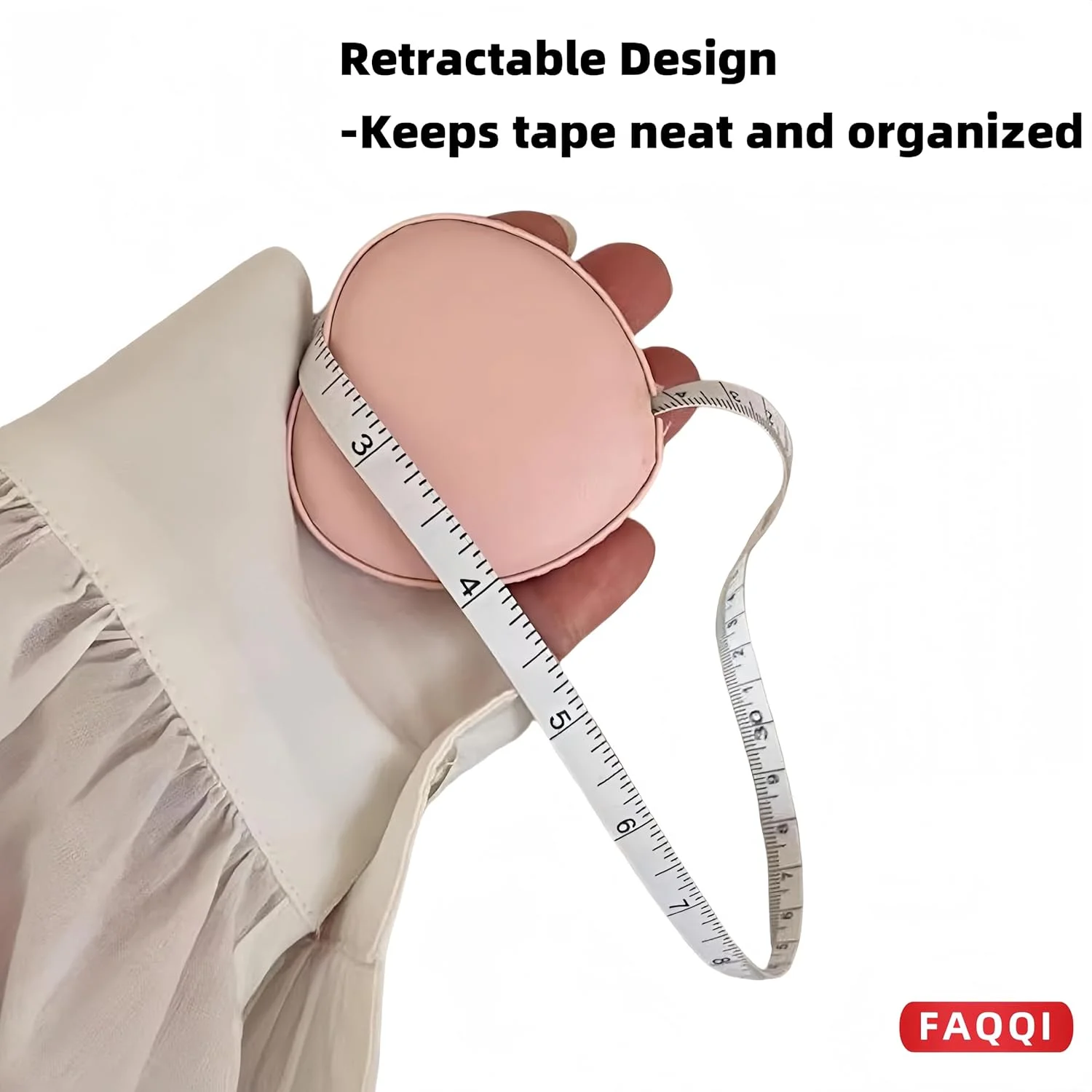 متر خیاطی جمع شونده قلبی صورتی - کوچک، جمع و جور، دو طرفه برای خیاطی، کاردستی و اندازه گیری تناسب اندام - 150 سانتی متر / 60 اینچ