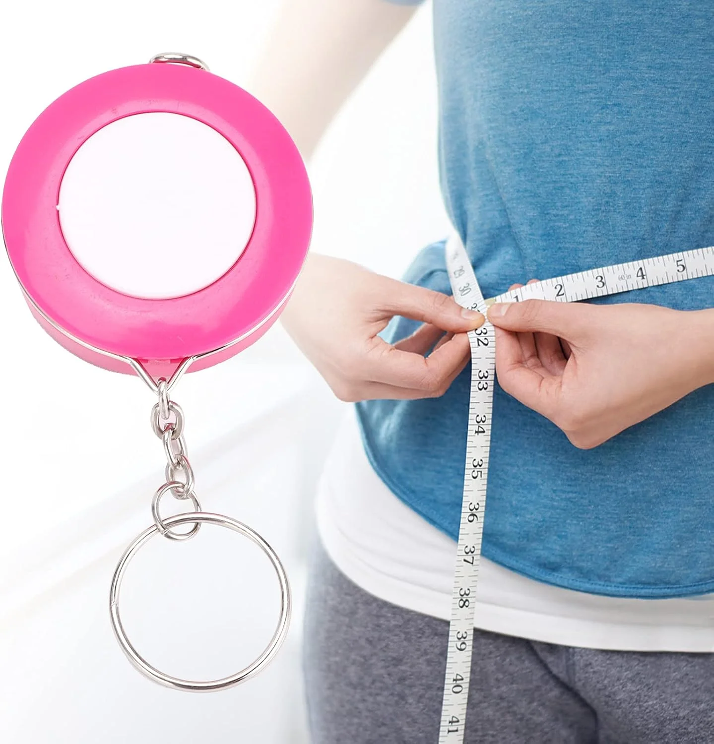 متر خیاطی سوزنی، متر اندازه گیری بدن، متر نواری جمع شونده سبک وزن برای اندازه گیری بدن برای خیاطی پارچه (رز قرمز)