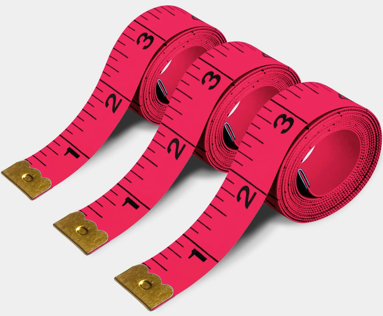 متر خیاطی MYGBBKITDEC، متر اندازه گیری بدن، متر پارچه ای نرم با مقیاس دوگانه برای خیاطی، پارچه 150 سانتی متری، بسته 3 عددی، خط کش خیاطی وینیل برای کاهش وزن (صورتی)