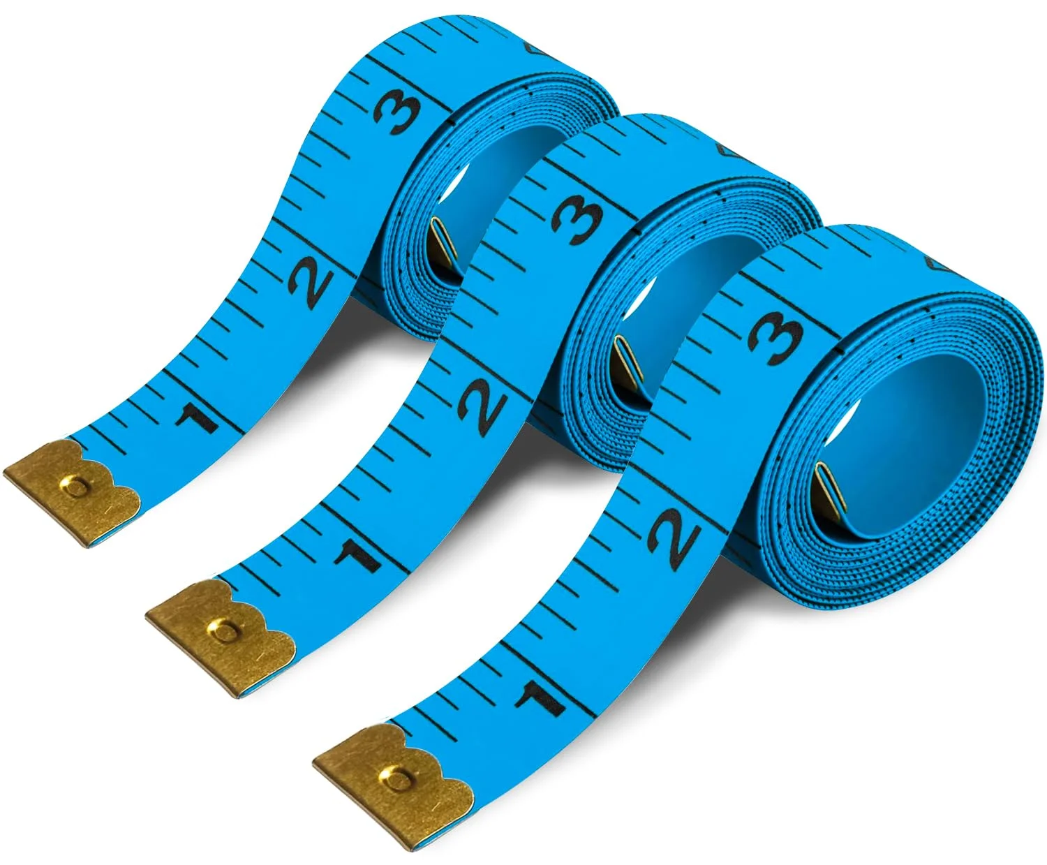 متر خیاطی MYGBBKITDEC، بسته 3 عددی، متر نواری نرم پارچه ای برای اندازه گیری پارچه خیاطی، خط کش خیاطی دو مقیاسی برای کاهش وزن (آبی)