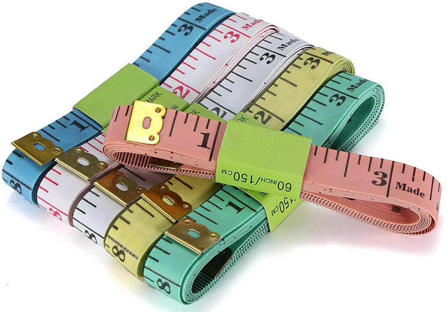 متر خیاطی دو طرفه میدهیل 2X، خیاطی رنگارنگ 60 اینچی 150 سانتی متری، مقیاس دوگانه، پارچه خیاطی، نوار نرم برای اندازه گیری خانواده، چند رنگ