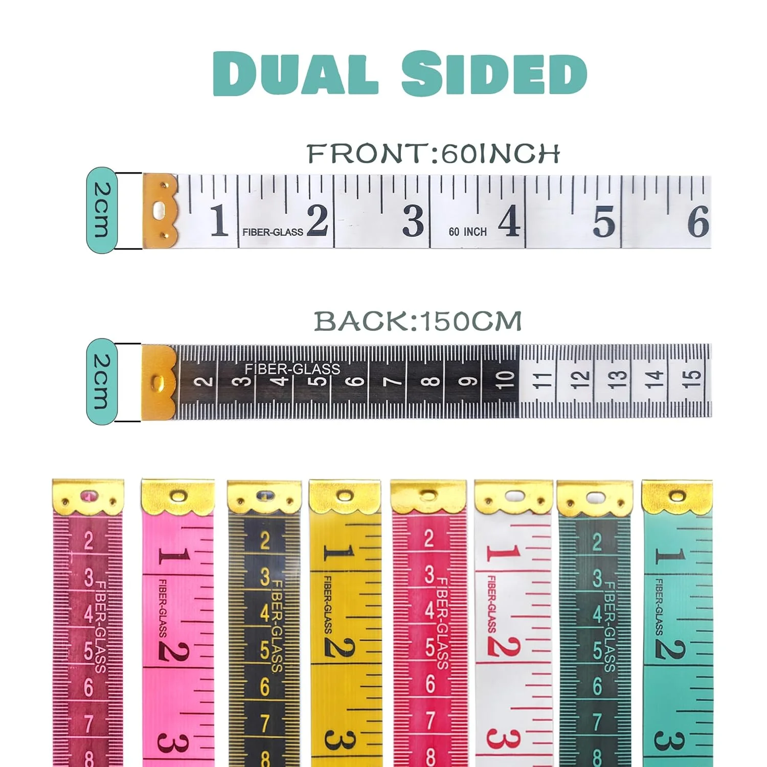 متر خیاطی نرم MrAthlet بسته 2 عددی، متر اندازه گیری بدن 150 سانتی متری/60 اینچی با مقیاس دوگانه، خط کش خیاطی برای کاهش وزن، متر پارچه ای و اندازه گیری پزشکی بدن (صورتی، زرد)