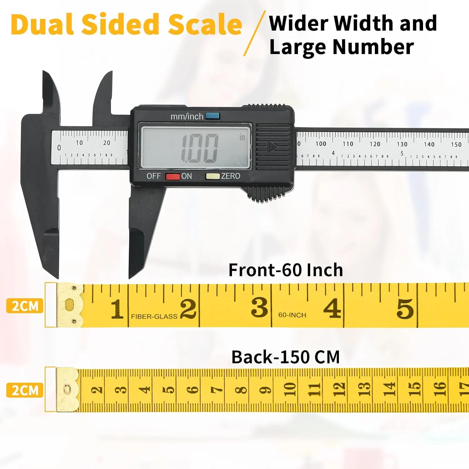 6 بسته متر نواری نرم برای اندازه گیری بدن، متر نواری دو طرفه پهن تر 60 اینچی برای پارچه، خیاطی، صنایع دستی، کاهش وزن، زرد