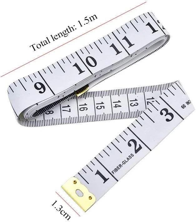 متر خیاطی برای اندازه گیری بدن، متر نواری نرم و انعطاف پذیر برای خیاطی، پارچه، خط کش نواری 150x1.3 سانتی متر