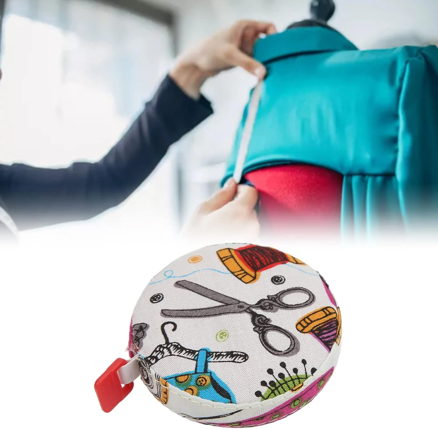 متر نواری بدن، متر نواری نرم کوچک قابل حمل با دقت بالا برای اندازه گیری بدن برای خیاطی (نخ سوزنی رنگی با خط کش پارچه ای) متر نواری بدن، متر نواری نرم کوچک قابل حمل با دقت بالا برای اندازه گیری بدن برای خیاطی (نخ سوزنی رنگی با خط کش پارچه ای)