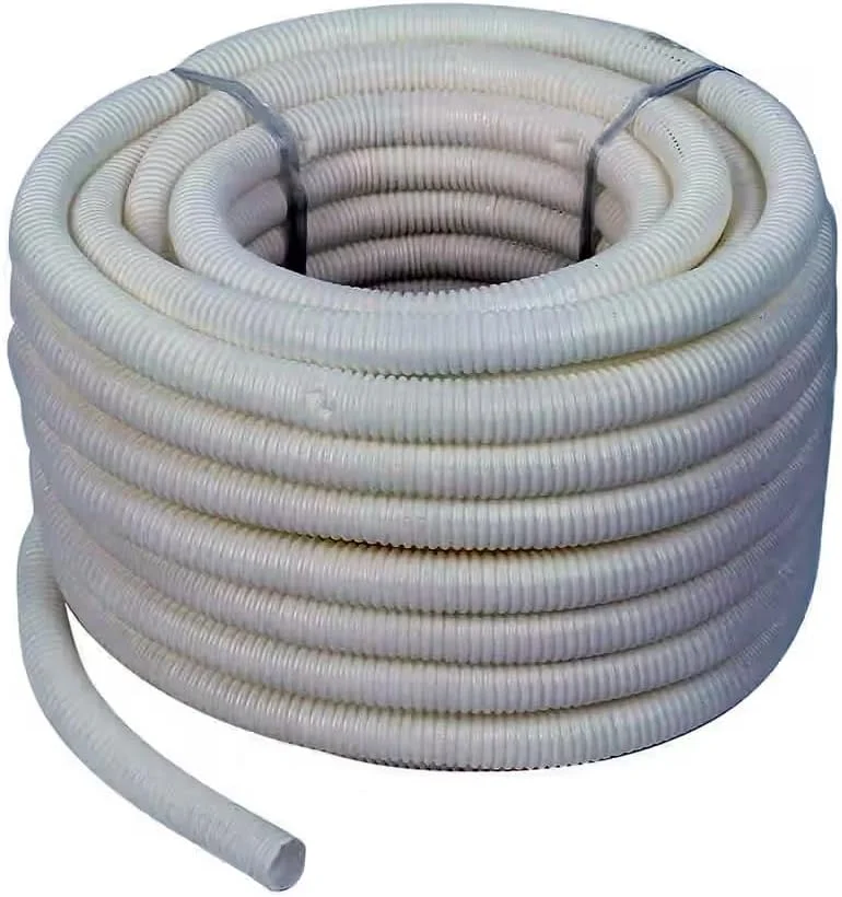 لوله خرطومی PVC انعطاف پذیر برق - رول 18 متری - لوله محافظ سیم برای مصارف خانگی و صنعتی، ضد آب، نصب آسان - KYLAQ (سفید، 25 میلی متر)