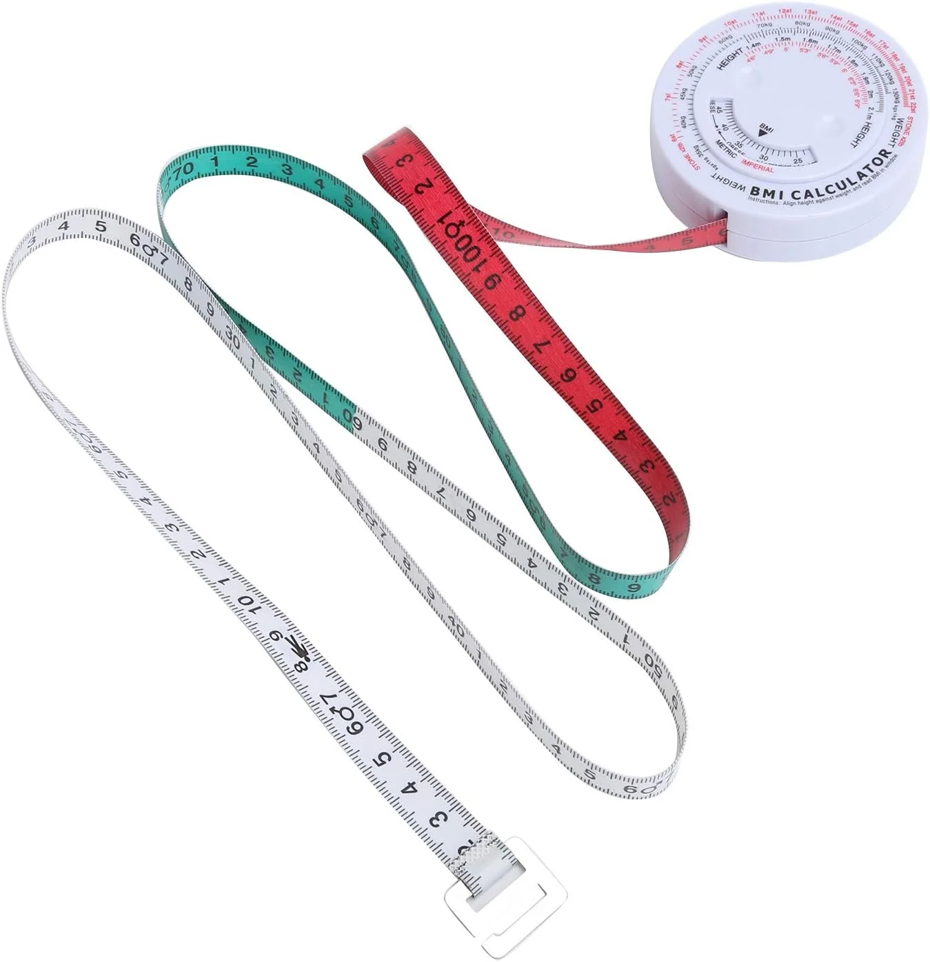 متر خیاطی 150 سانتی متری جمع شونده نرم، نوار اندازه گیری شاخص توده بدنی BMI، ابزار اندازه گیری کولیس چربی بدن (سفید)