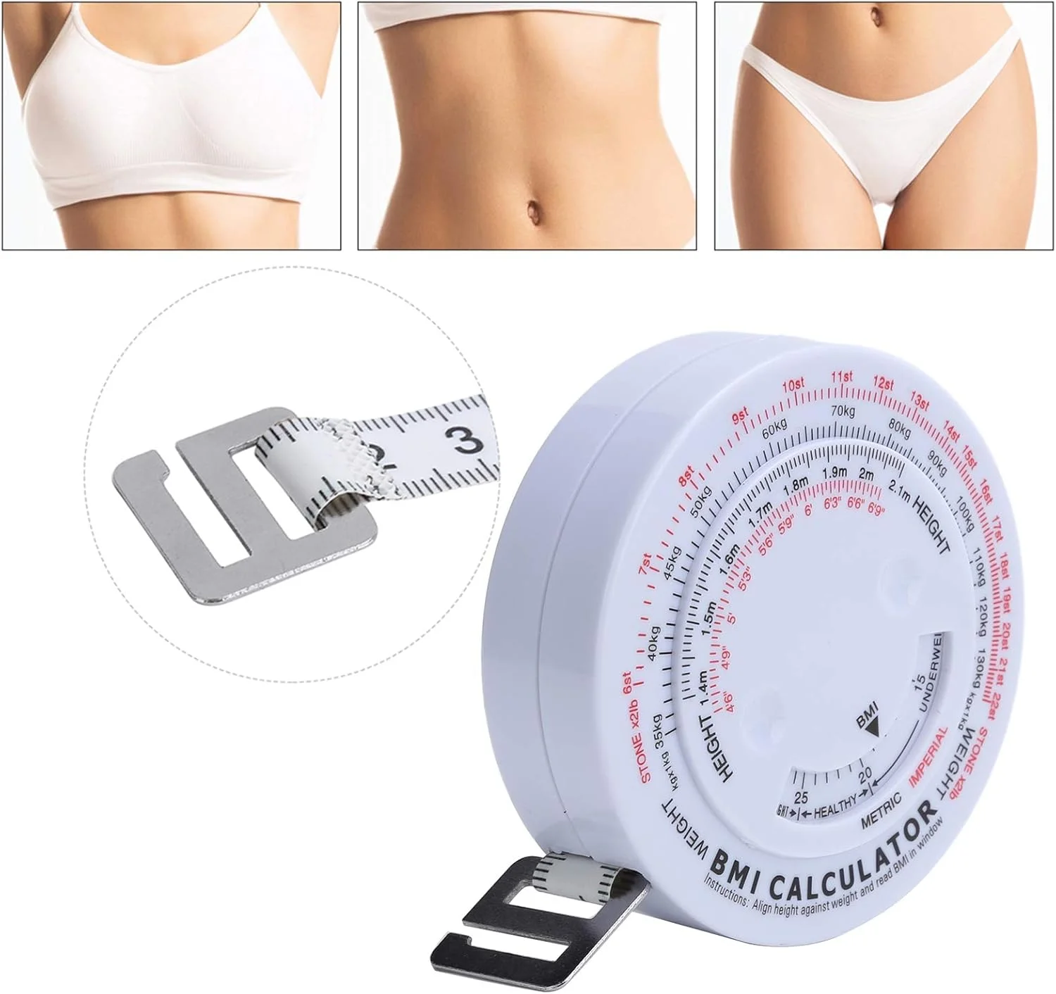 متر خیاطی 150 سانتی متری جمع شونده نرم، نوار اندازه گیری شاخص توده بدنی BMI، ابزار اندازه گیری کولیس چربی بدن (سفید) متر خیاطی 150 سانتی متری جمع شونده نرم، نوار اندازه گیری شاخص توده بدنی BMI، ابزار اندازه گیری کولیس چربی بدن (سفید)