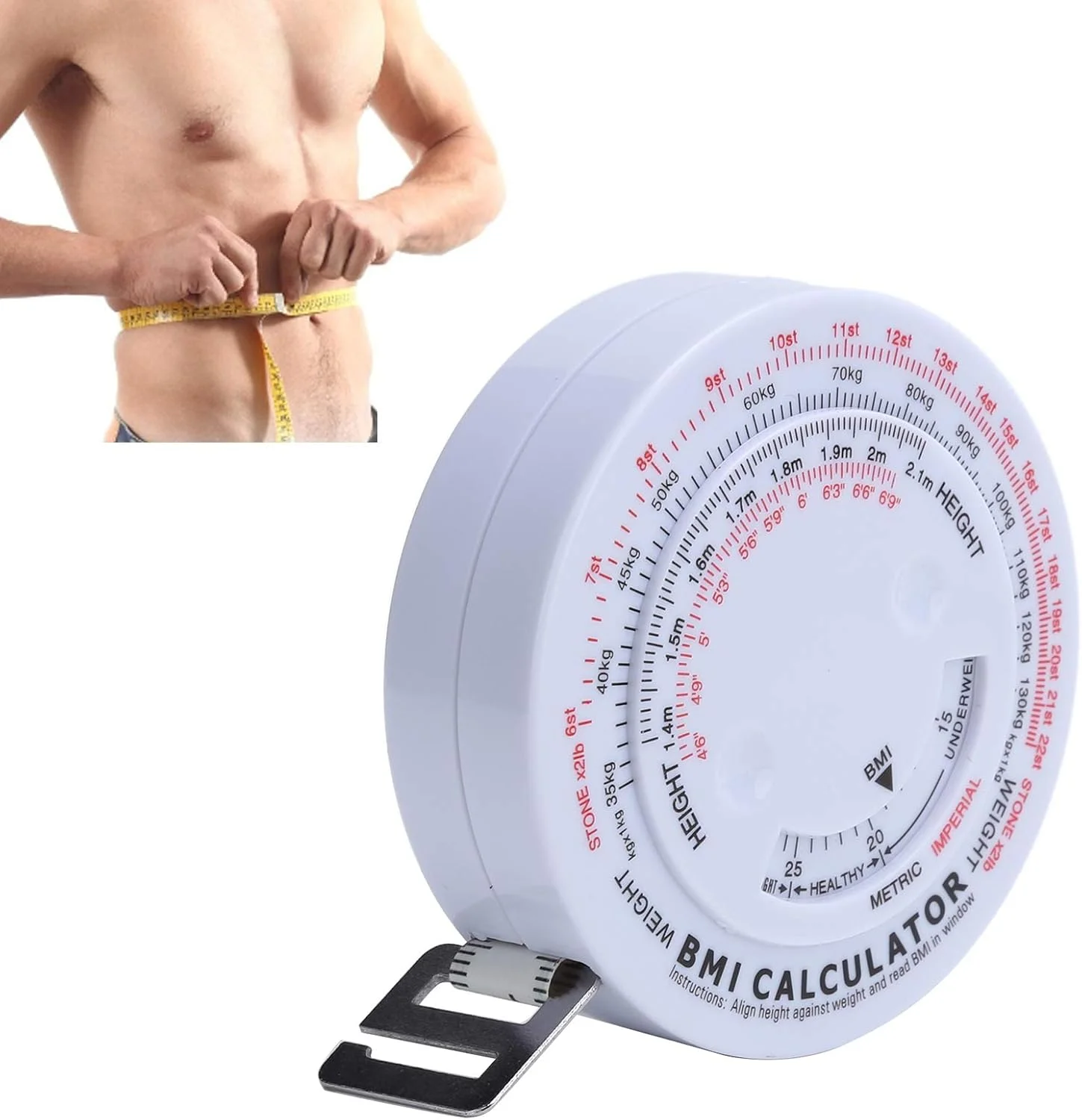 متر خیاطی 150 سانتی متری جمع شونده نرم، نوار اندازه گیری شاخص توده بدنی BMI، ابزار اندازه گیری کولیس چربی بدن (سفید) متر خیاطی 150 سانتی متری جمع شونده نرم، نوار اندازه گیری شاخص توده بدنی BMI، ابزار اندازه گیری کولیس چربی بدن (سفید)