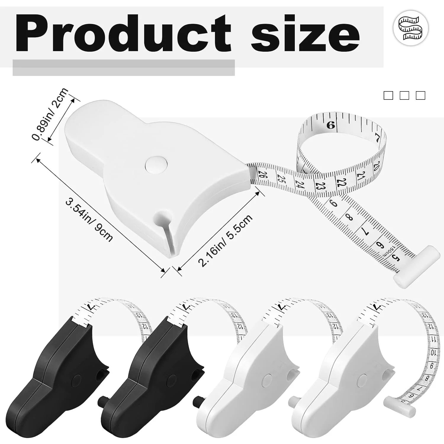 متر نواری اندازه گیری بدن 150 سانتی متری، دارای قفل پین و دکمه فشاری جمع شونده، متر اندازه گیری دور کمر تلسکوپی اتوماتیک، متر خیاطی جمع شونده برای ابزار خط کش وزن خیاطی، سیاه و سفید، 4 عدد متر نواری اندازه گیری بدن 150 سانتی متری، دارای قفل پین و دکمه فشاری جمع شونده، متر اندازه گیری دور کمر تلسکوپی اتوماتیک، متر خیاطی جمع شونده برای ابزار خط کش وزن خیاطی، سیاه و سفید، 4 عدد