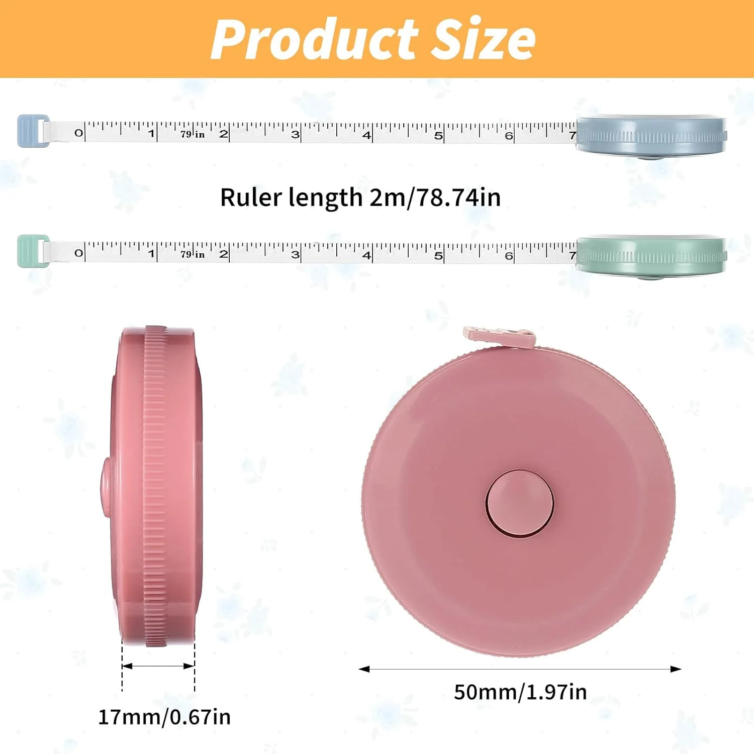 بسته 3 عددی متر نواری، متر خیاطی جمع شونده برای بدن 2 متری، متر نرم دو طرفه، خط کش انعطاف پذیر کوچک دکمه فشاری دو طرفه (آبی ماکارون، صورتی، سبز) بسته 3 عددی متر نواری، متر خیاطی جمع شونده برای بدن 2 متری، متر نرم دو طرفه، خط کش انعطاف پذیر کوچک دکمه فشاری دو طرفه (آبی ماکارون، صورتی، سبز)