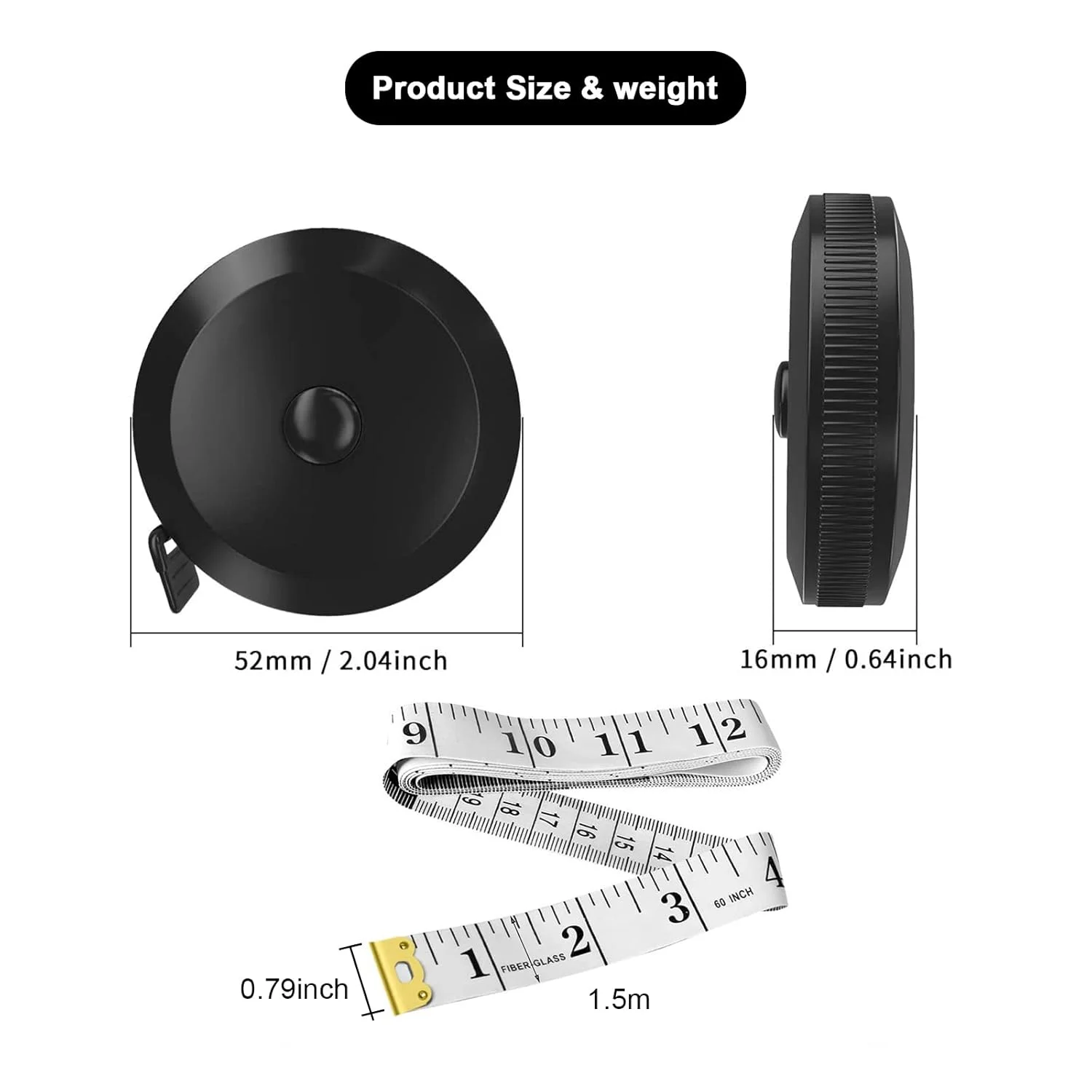 متر خیاطی بدن، 150 سانتی متری/60 اینچی، متر نواری دو طرفه برای خیاطی، 2 عدد