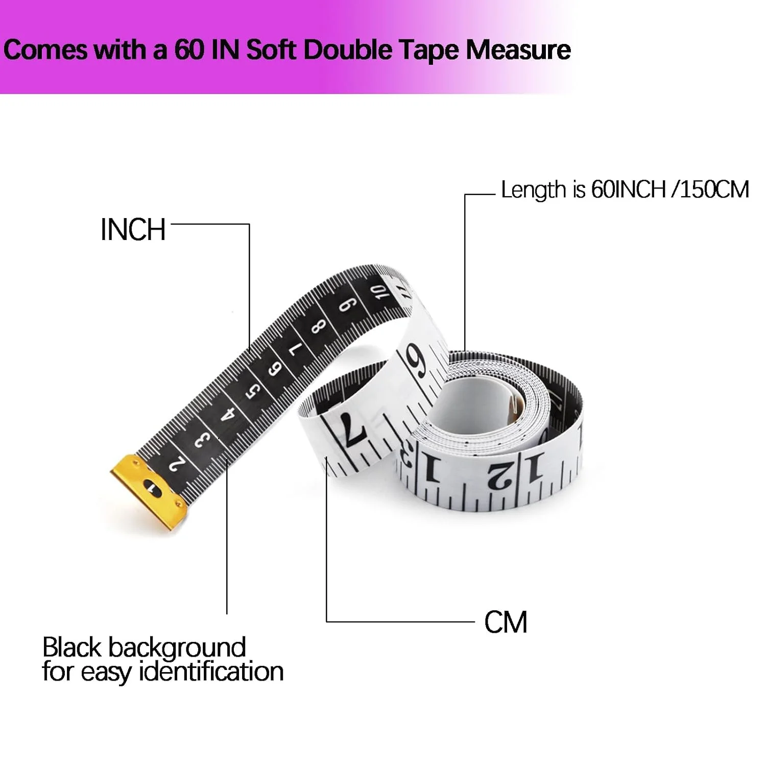بسته 3 عددی متر نواری جمع شونده برای بدن، متر اندازه گیری 60 اینچی 1.5 متری دو طرفه انعطاف پذیر برای مصارف پزشکی، صنایع دستی، پارچه، خیاطی، کاهش وزن (آبی، بنفش، صورتی)