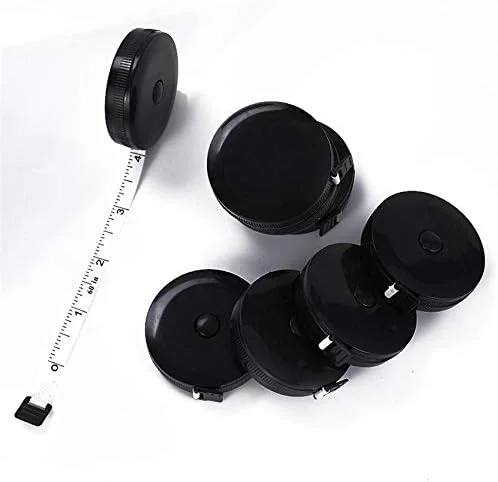 متر خیاطی مشکی/سفید، خط کش اندازه گیری قابل حمل، مینی جمع شونده، ابزار متر نواری خیاطی، هدیه 6JC83 (رنگ: مشکی)