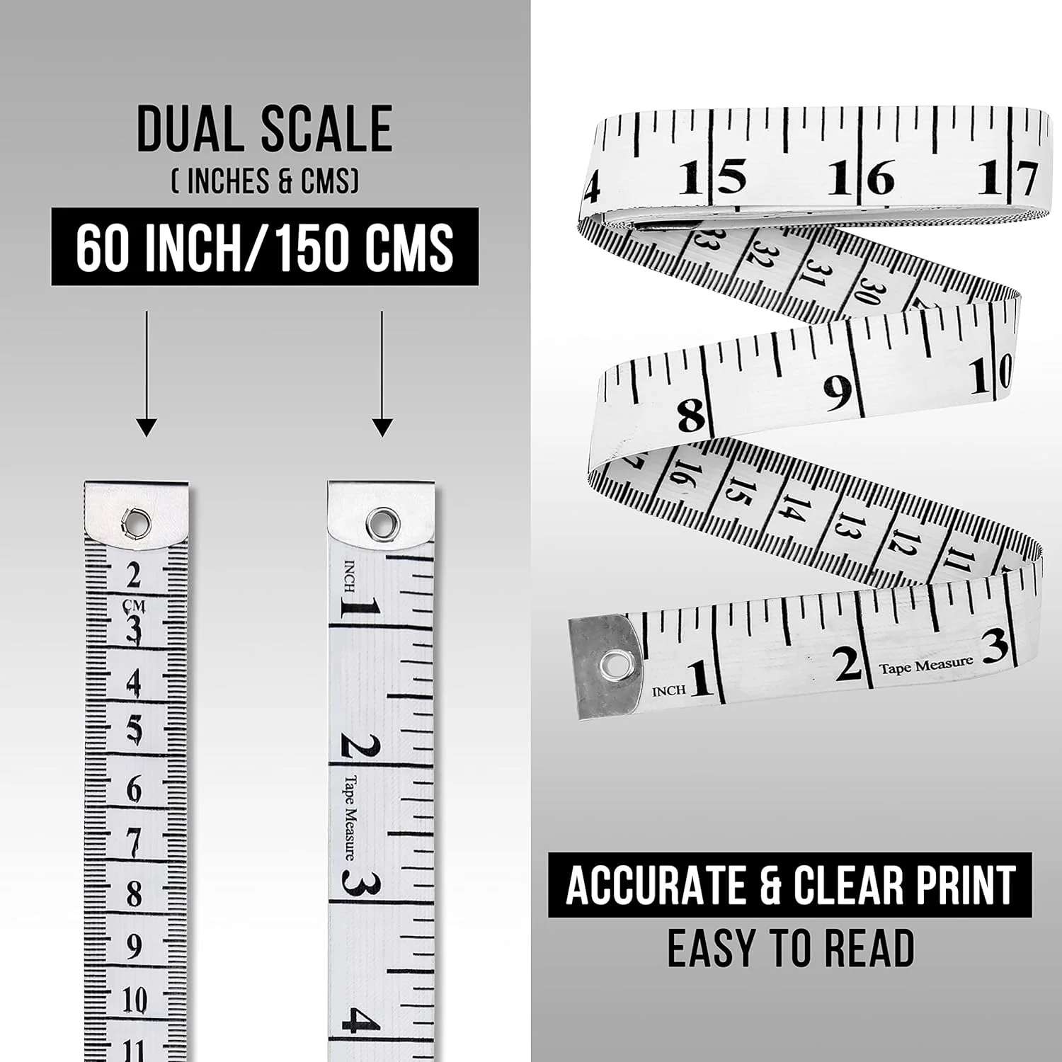 بسته 2 عددی متر خیاطی پارچه ای سفید، متر اندازه گیری بدن | متر نرم برای خیاطی پارچه و کاهش وزن، اندازه گیری پزشکی بدن، پرستاری، صنایع دستی 60 اینچ، 150 سانتی متر بسته 2 عددی متر خیاطی پارچه ای سفید، متر اندازه گیری بدن | متر نرم برای خیاطی پارچه و کاهش وزن، اندازه گیری پزشکی بدن، پرستاری، صنایع دستی 60 اینچ، 150 سانتی متر