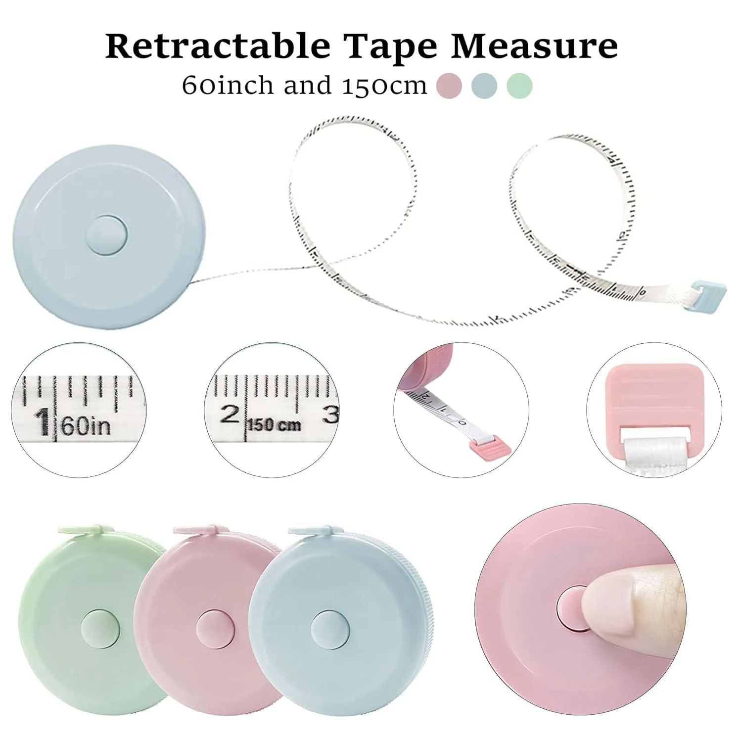 متر نواری، متر خیاطی برای پارچه، خیاطی، پارچه، صنایع دستی، اندازه گیری کاهش وزن، جمع شونده 1.5 متری 60 اینچی، دکمه فشاری کوچک دو طرفه، لوازم جانبی قلاب بافی (بسته 3 عددی) متر نواری، متر خیاطی برای پارچه، خیاطی، پارچه، صنایع دستی، اندازه گیری کاهش وزن، جمع شونده 1.5 متری 60 اینچی، دکمه فشاری کوچک دو طرفه، لوازم جانبی قلاب بافی (بسته 3 عددی)
