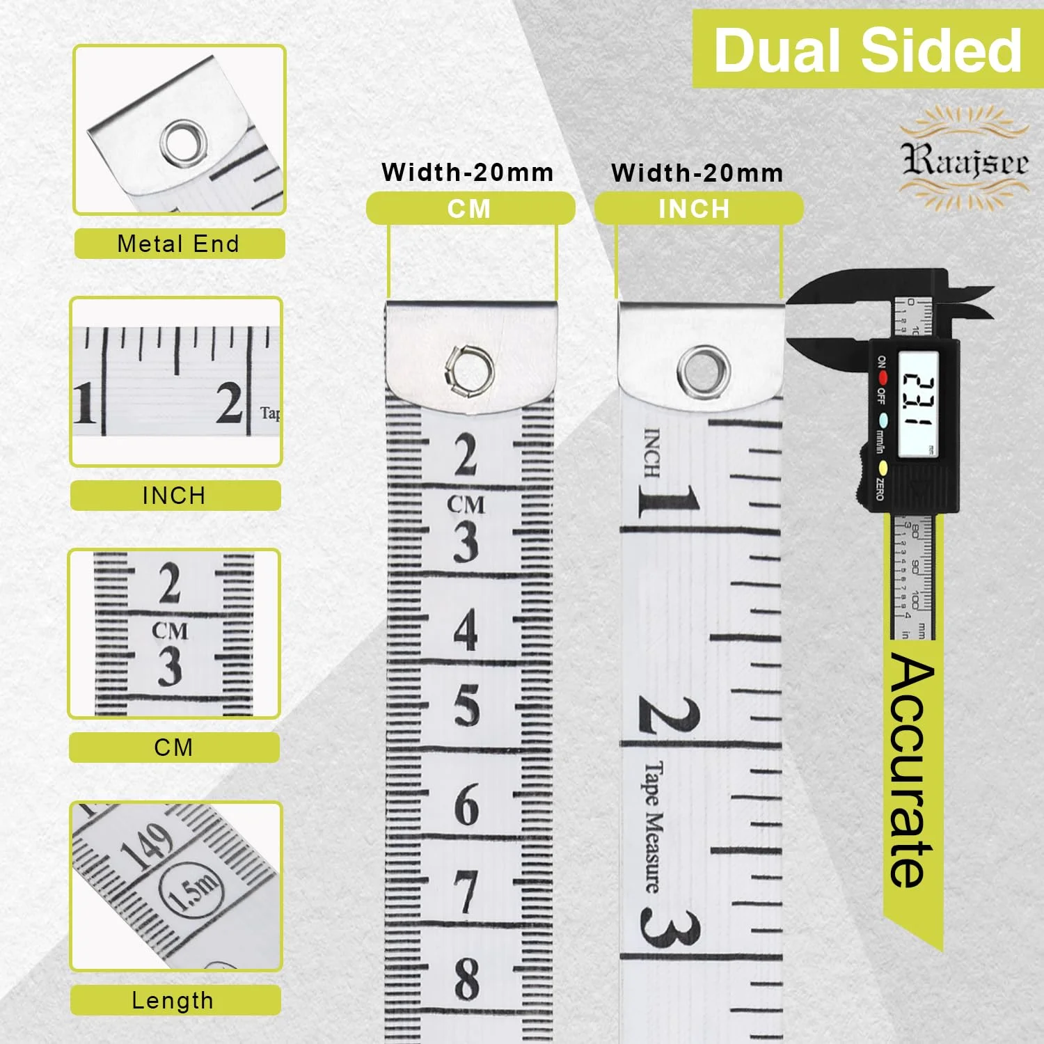 بسته 2 عددی متر خیاطی پارچه ای سفید، متر اندازه گیری بدن | متر نرم برای خیاطی پارچه و کاهش وزن، اندازه گیری پزشکی بدن، پرستاری، صنایع دستی 60 اینچ، 150 سانتی متر بسته 2 عددی متر خیاطی پارچه ای سفید، متر اندازه گیری بدن | متر نرم برای خیاطی پارچه و کاهش وزن، اندازه گیری پزشکی بدن، پرستاری، صنایع دستی 60 اینچ، 150 سانتی متر