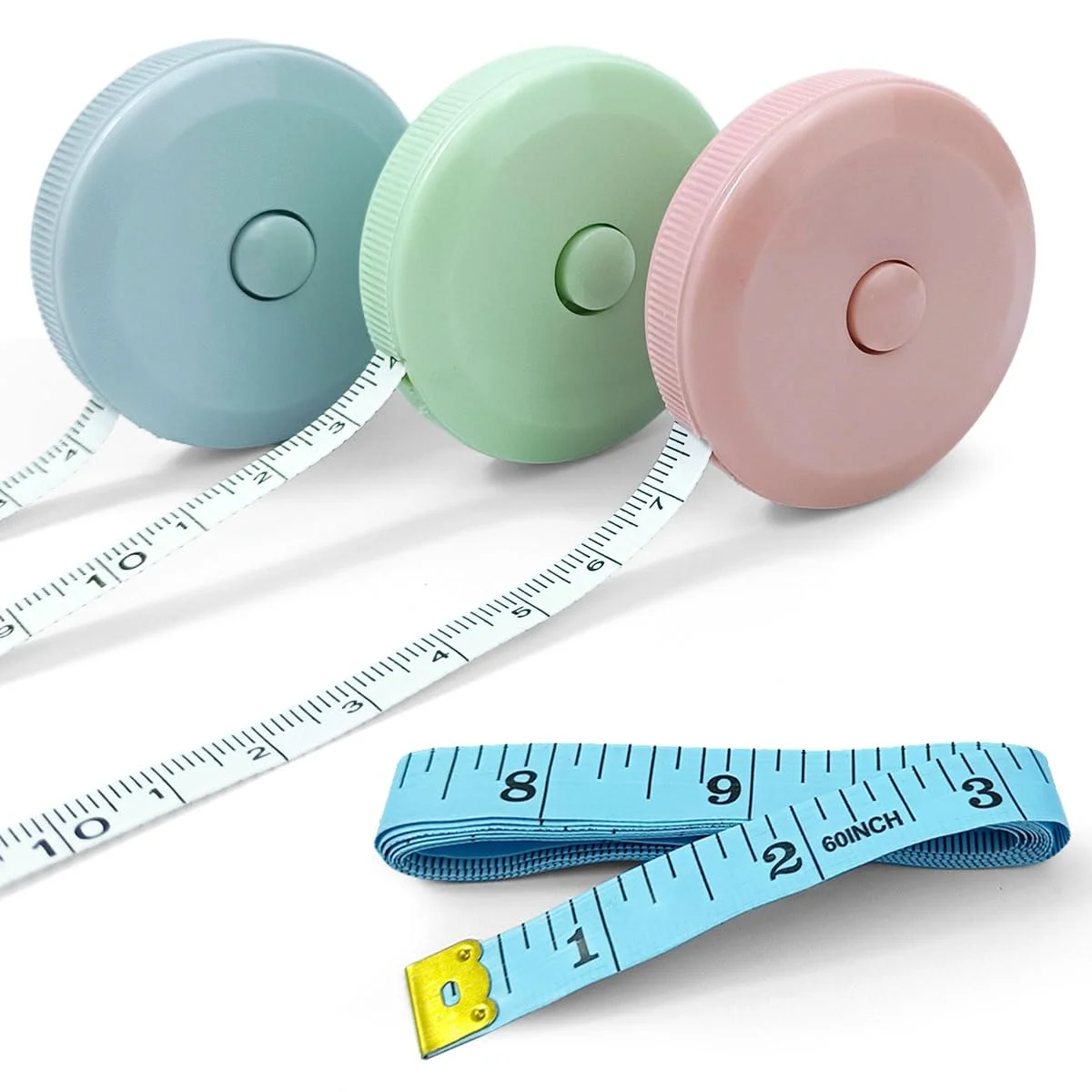 بسته 4 عددی متر خیاطی ابزار اندازه گیری برای پارچه بدن خیاطی پارچه بافندگی اندازه گیری های صنایع دستی خانگی، 60 اینچی (سبز، آبی ماکارون، صورتی) بسته 4 عددی متر خیاطی ابزار اندازه گیری برای پارچه بدن خیاطی پارچه بافندگی اندازه گیری های صنایع دستی خانگی، 60 اینچی (سبز، آبی ماکارون، صورتی)