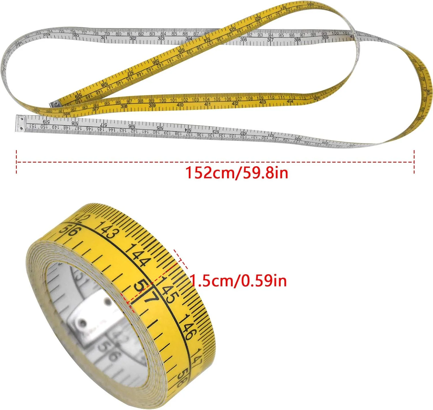 متر خیاطی دو طرفه بدنه، بسته 2 عددی، متر نواری پارچه ای نرم دو طرفه، متر خیاطی با مقیاس دوگانه، خط کش اندازه گیری بدن برای خیاط ها، خط کش اندازه گیری بدن برای کاهش وزن زنان، اندازه گیری دور سینه و کمر، 152 سانتی متر متر خیاطی دو طرفه بدنه، بسته 2 عددی، متر نواری پارچه ای نرم دو طرفه، متر خیاطی با مقیاس دوگانه، خط کش اندازه گیری بدن برای خیاط ها، خط کش اندازه گیری بدن برای کاهش وزن زنان، اندازه گیری دور سینه و کمر، 152 سانتی متر