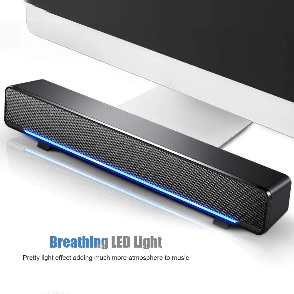 اسپیکر کامپیوتر با تغذیه USB، ساندبار سیمی 2.0 کاناله، ساندبار استریو باس 3 واتی با نورپردازی تنفسی برای تبلت، لپ تاپ و کامپیوتر رومیزی اسپیکر کامپیوتر با تغذیه USB، ساندبار سیمی 2.0 کاناله، ساندبار استریو باس 3 واتی با نورپردازی تنفسی برای تبلت، لپ تاپ و کامپیوتر رومیزی