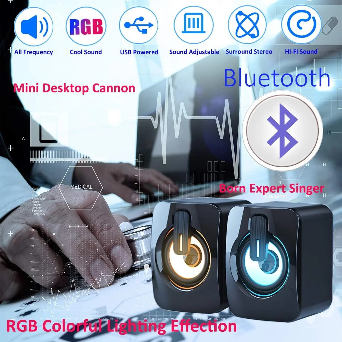 اسپیکرهای کامپیوتر USB، اسپیکرهای استریو PC با کنترل صدا، نورپردازی RGB LED، صدای فراگیر ساب ووفر، اسپیکرهای سیمی صوتی گیمینگ با ورودی 3.5 میلیمتری، اسپیکرهای رومیزی برای PC، لپتاپ، تبلت، تلویزیون (1187 مشکی) اسپیکرهای کامپیوتر USB، اسپیکرهای استریو PC با کنترل صدا، نورپردازی RGB LED، صدای فراگیر ساب ووفر، اسپیکرهای سیمی صوتی گیمینگ با ورودی 3.5 میلیمتری، اسپیکرهای رومیزی برای PC، لپتاپ، تبلت، تلویزیون (1187 مشکی)
