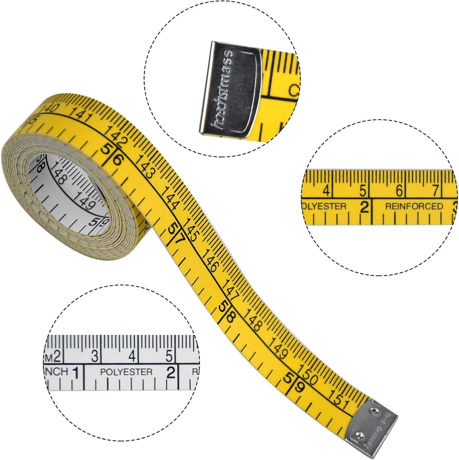 متر خیاطی دو طرفه بدنه، بسته 2 عددی، متر نواری پارچه ای نرم دو طرفه، متر خیاطی با مقیاس دوگانه، خط کش اندازه گیری بدن برای خیاط ها، خط کش اندازه گیری بدن برای کاهش وزن زنان، اندازه گیری دور سینه و کمر، 152 سانتی متر متر خیاطی دو طرفه بدنه، بسته 2 عددی، متر نواری پارچه ای نرم دو طرفه، متر خیاطی با مقیاس دوگانه، خط کش اندازه گیری بدن برای خیاط ها، خط کش اندازه گیری بدن برای کاهش وزن زنان، اندازه گیری دور سینه و کمر، 152 سانتی متر