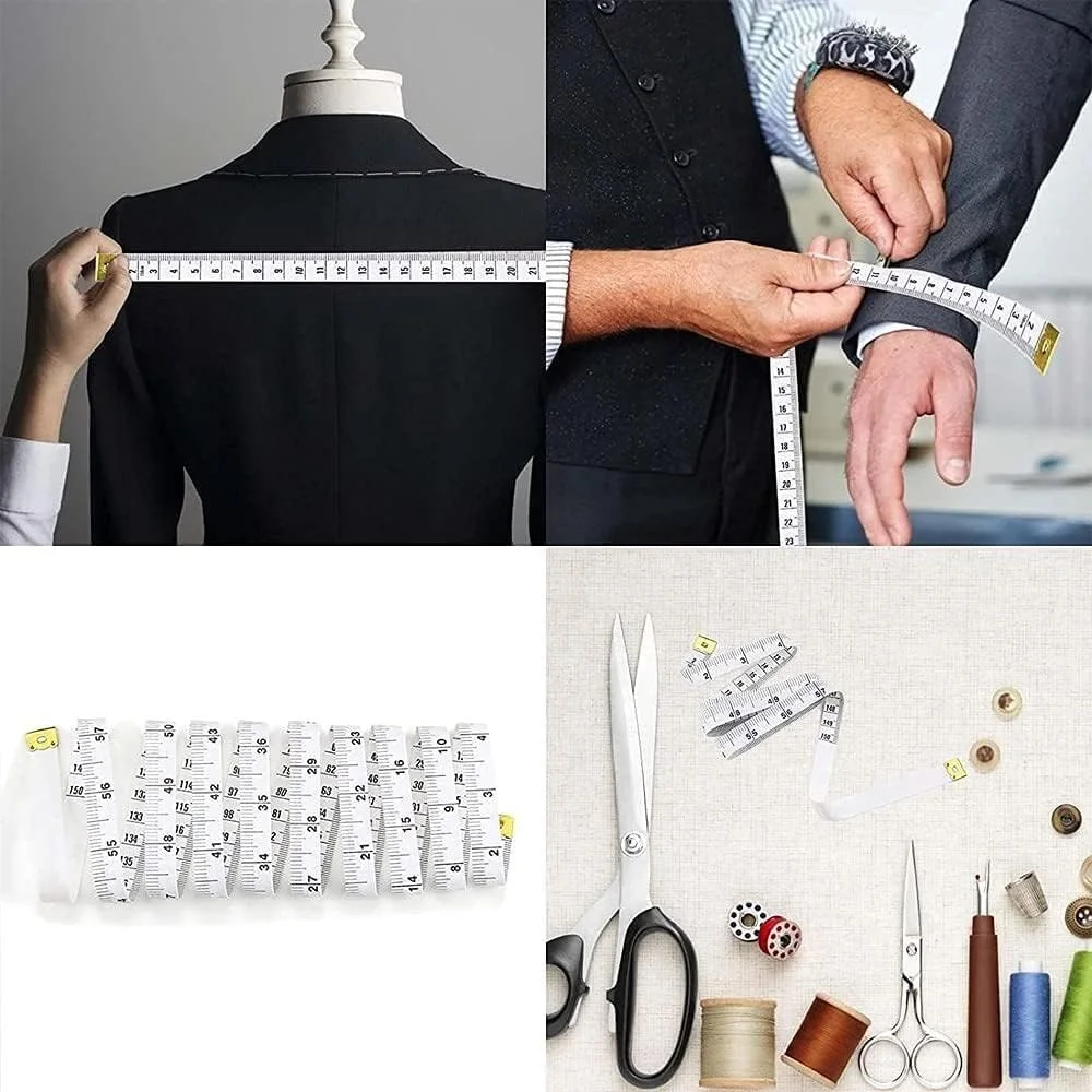 1 عدد متر خیاطی نرم سفید 150 سانتی متری / 60 اینچی دو طرفه، متر جیبی برای خیاطی، اندازه گیری پارچه، دور کمر و بدن، ابزار خیاطی 1 عدد متر خیاطی نرم سفید 150 سانتی متری / 60 اینچی دو طرفه، متر جیبی برای خیاطی، اندازه گیری پارچه، دور کمر و بدن، ابزار خیاطی