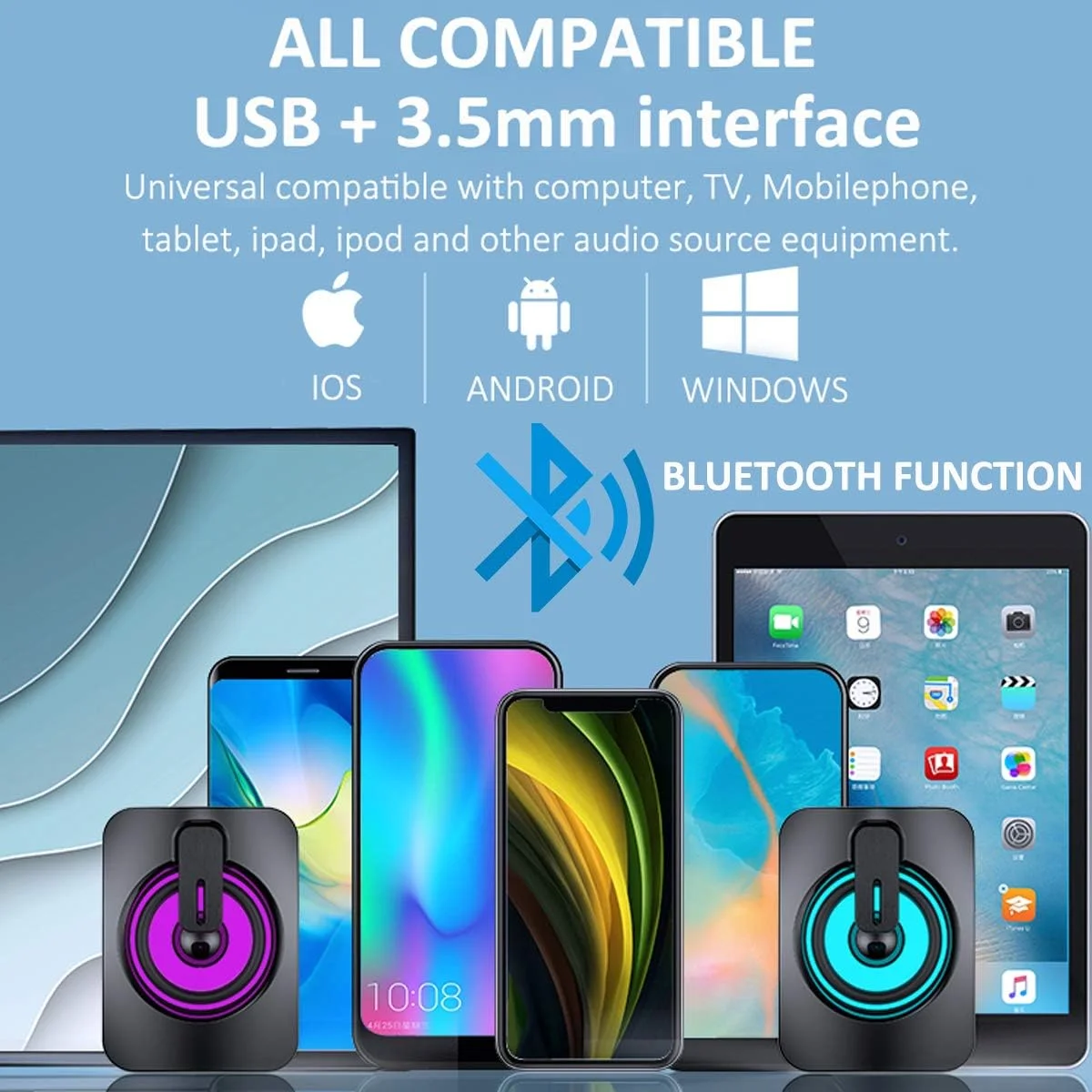اسپیکرهای کامپیوتر USB، اسپیکرهای استریو PC با کنترل صدا، نورپردازی RGB LED، صدای فراگیر ساب ووفر، اسپیکرهای سیمی صوتی گیمینگ با ورودی 3.5 میلیمتری، اسپیکرهای رومیزی برای PC، لپتاپ، تبلت، تلویزیون (1187 مشکی) اسپیکرهای کامپیوتر USB، اسپیکرهای استریو PC با کنترل صدا، نورپردازی RGB LED، صدای فراگیر ساب ووفر، اسپیکرهای سیمی صوتی گیمینگ با ورودی 3.5 میلیمتری، اسپیکرهای رومیزی برای PC، لپتاپ، تبلت، تلویزیون (1187 مشکی)