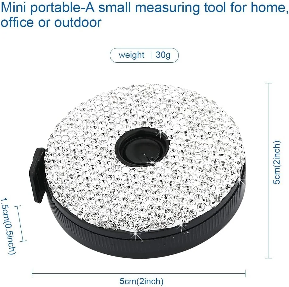 متر خیاطی نرم و نگین دار MAKINGTEC، متر نواری اینچی، دکمه فشاری برای جمع شدن، مناسب خیاطی، اندازه گیری دور کمر، مینی دو طرفه 60 اینچ / 150 سانتی متر (سفید/صورتی) متر خیاطی نرم و نگین دار MAKINGTEC، متر نواری اینچی، دکمه فشاری برای جمع شدن، مناسب خیاطی، اندازه گیری دور کمر، مینی دو طرفه 60 اینچ / 150 سانتی متر (سفید/صورتی)