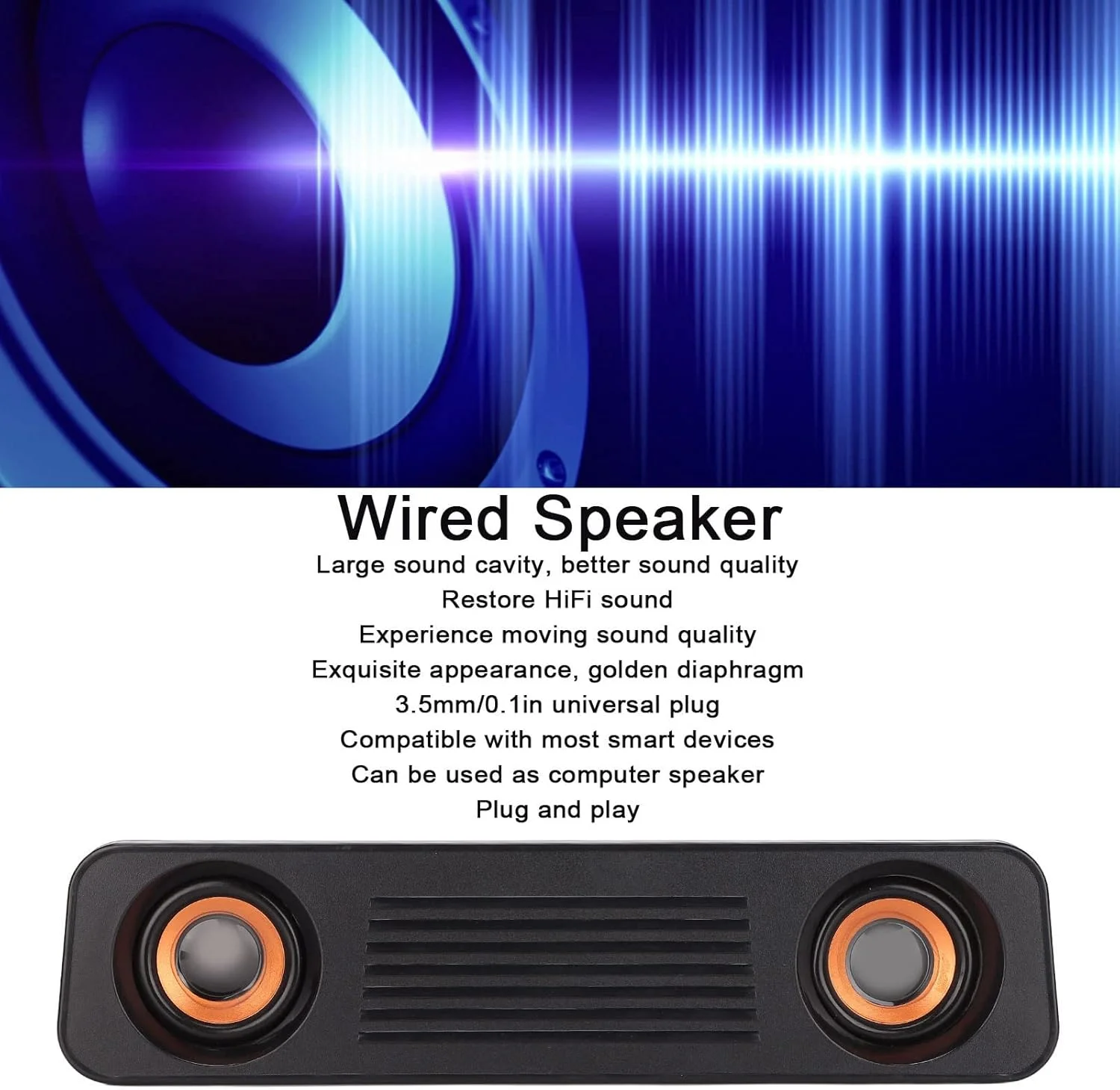 اسپیکر کامپیوتر، ساب ووفر استریو HiFi قابل حمل، اسپیکر رومیزی سیمی 3.5 میلی متری، اسپیکر مینی ساندبار USB برای تبلت های PC، لپ تاپ و تلویزیون اسپیکر کامپیوتر، ساب ووفر استریو HiFi قابل حمل، اسپیکر رومیزی سیمی 3.5 میلی متری، اسپیکر مینی ساندبار USB برای تبلت های PC، لپ تاپ و تلویزیون