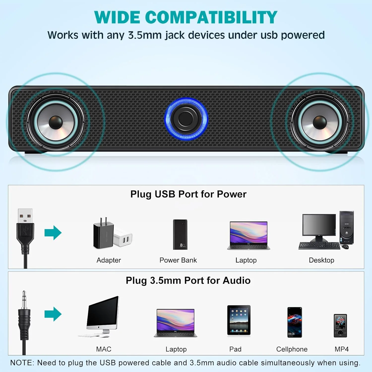 اسپیکرهای کامپیوتر، اسپیکرهای استریو سیم دار USB برای کامپیوتر، دسکتاپ، لپ تاپ، PC، پد، تلفن همراه [نسخه 2025]