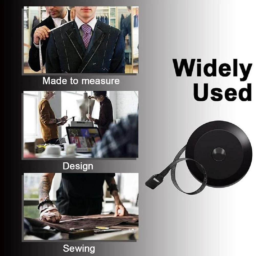 متر خیاطی مشکی LNYMZD، متر نرم برای اندازه گیری بدن، خیاطی پارچه، بافندگی، صنایع دستی، اندازه گیری کاهش وزن، متر نواری دو طرفه جمع شونده و ابزار خیاطی متر خیاطی مشکی LNYMZD، متر نرم برای اندازه گیری بدن، خیاطی پارچه، بافندگی، صنایع دستی، اندازه گیری کاهش وزن، متر نواری دو طرفه جمع شونده و ابزار خیاطی