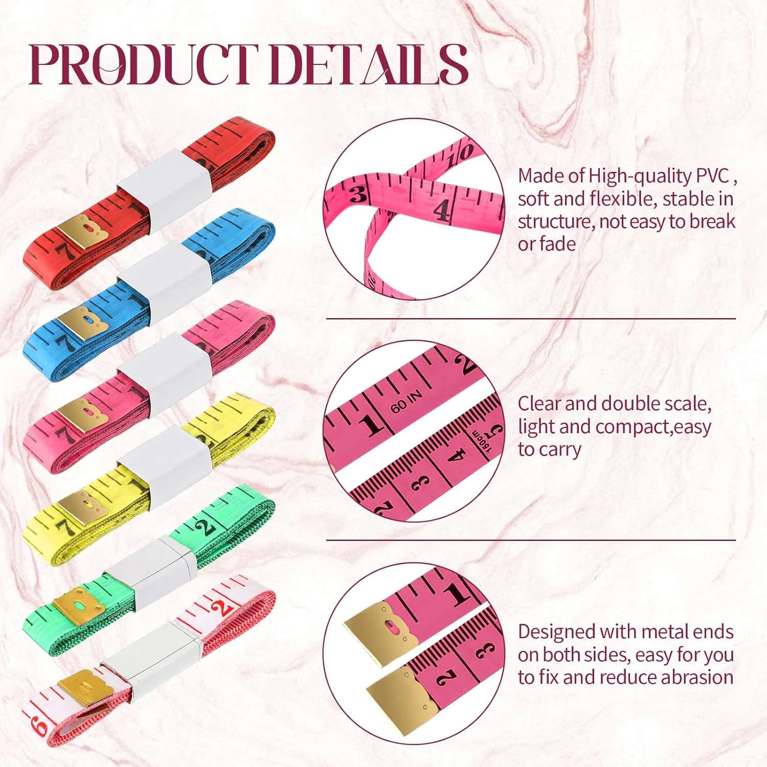 مجموعه 100 عددی متر خیاطی نرم Macarrie، متر نواری نرم وینیل برای خیاطی، خط کش نرم برای کاهش وزن، اندازه گیری بدن، پارچه، خیاطی، مقیاس دوگانه 150 سانتی متر / 60 اینچ، صورتی، زرد، آبی، قرمز مجموعه 100 عددی متر خیاطی نرم Macarrie، متر نواری نرم وینیل برای خیاطی، خط کش نرم برای کاهش وزن، اندازه گیری بدن، پارچه، خیاطی، مقیاس دوگانه 150 سانتی متر / 60 اینچ، صورتی، زرد، آبی، قرمز