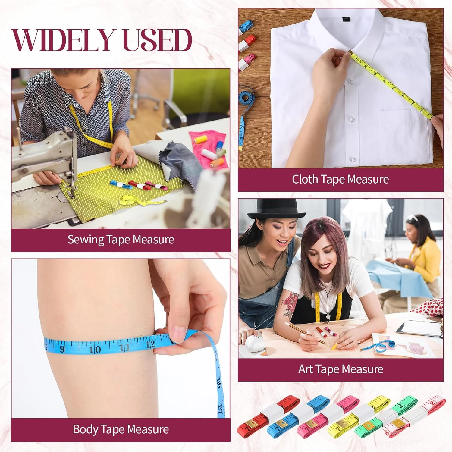 مجموعه 100 عددی متر خیاطی نرم Macarrie، متر نواری نرم وینیل برای خیاطی، خط کش نرم برای کاهش وزن، اندازه گیری بدن، پارچه، خیاطی، مقیاس دوگانه 150 سانتی متر / 60 اینچ، صورتی، زرد، آبی، قرمز مجموعه 100 عددی متر خیاطی نرم Macarrie، متر نواری نرم وینیل برای خیاطی، خط کش نرم برای کاهش وزن، اندازه گیری بدن، پارچه، خیاطی، مقیاس دوگانه 150 سانتی متر / 60 اینچ، صورتی، زرد، آبی، قرمز