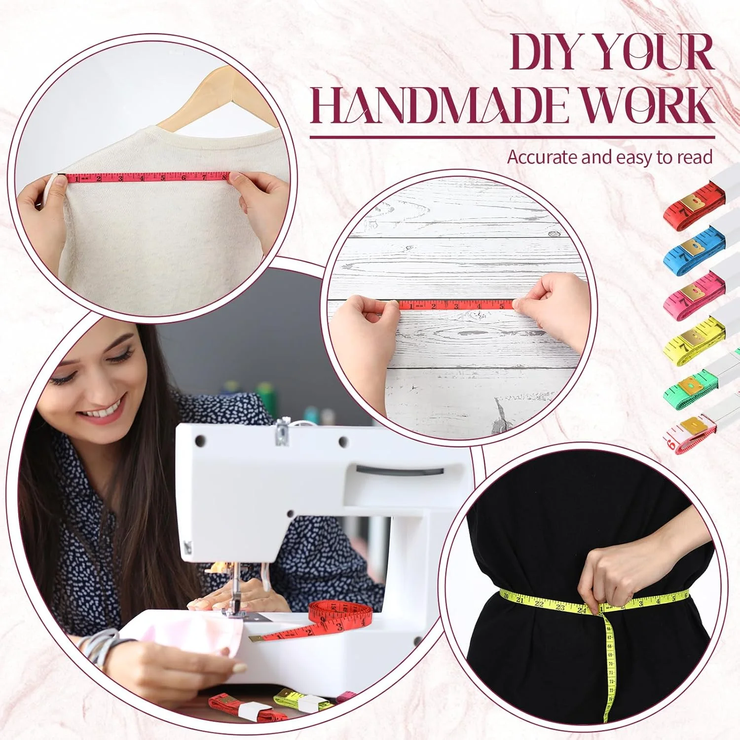 مجموعه 100 عددی متر خیاطی نرم Macarrie، متر نواری نرم وینیل برای خیاطی، خط کش نرم برای کاهش وزن، اندازه گیری بدن، پارچه، خیاطی، مقیاس دوگانه 150 سانتی متر / 60 اینچ، صورتی، زرد، آبی، قرمز مجموعه 100 عددی متر خیاطی نرم Macarrie، متر نواری نرم وینیل برای خیاطی، خط کش نرم برای کاهش وزن، اندازه گیری بدن، پارچه، خیاطی، مقیاس دوگانه 150 سانتی متر / 60 اینچ، صورتی، زرد، آبی، قرمز