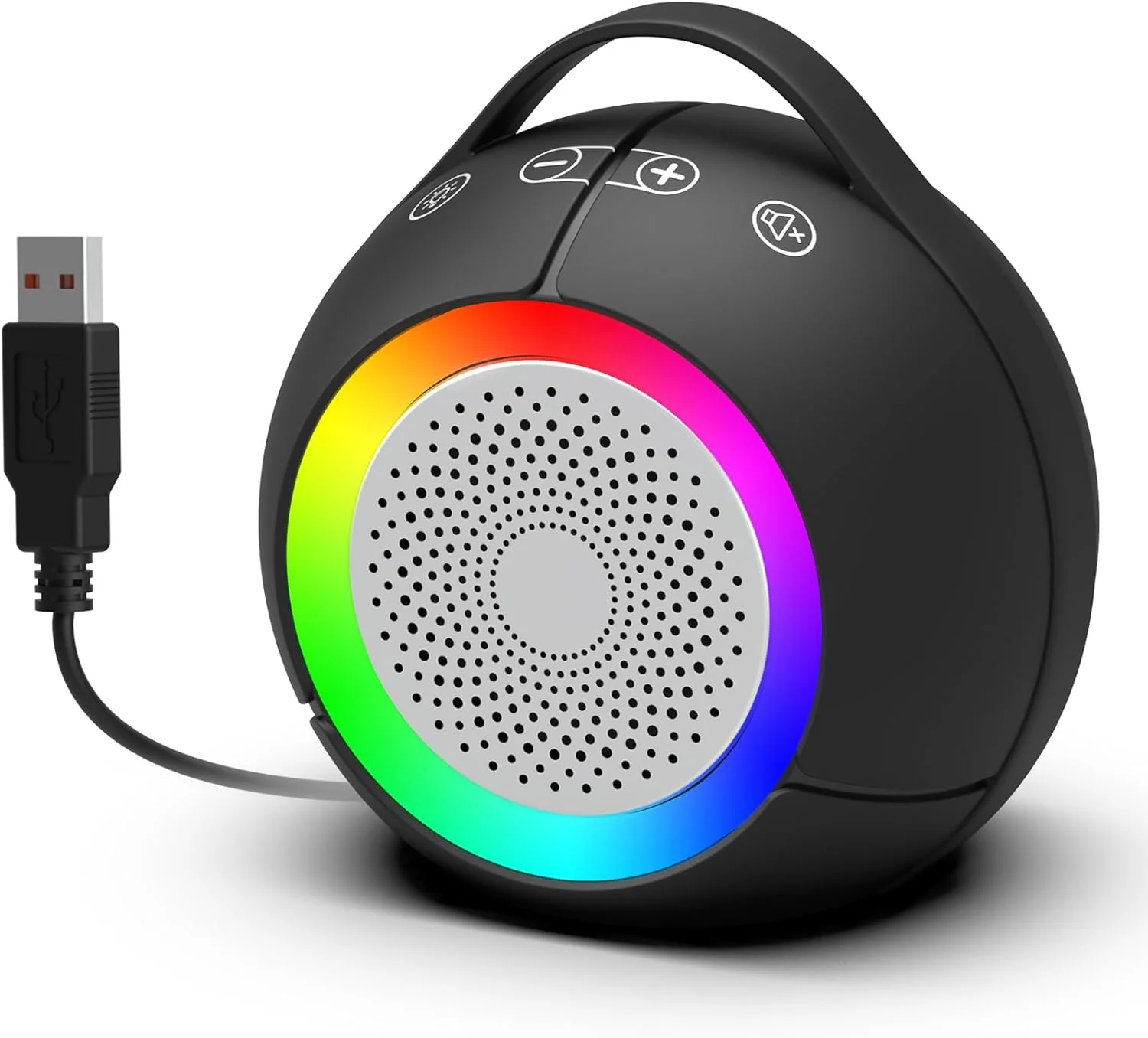اسپیکر کامپیوتر USB برای کامپیوتر رومیزی | اسپیکرهای قابل حمل Plug-N-Play لپ تاپ با نور RGB پویا، صدای فوق العاده شفاف، صدای بلند، باس عمیق، کنترل لمسی، سازگار با ویندوز، macOS، ChromeOS