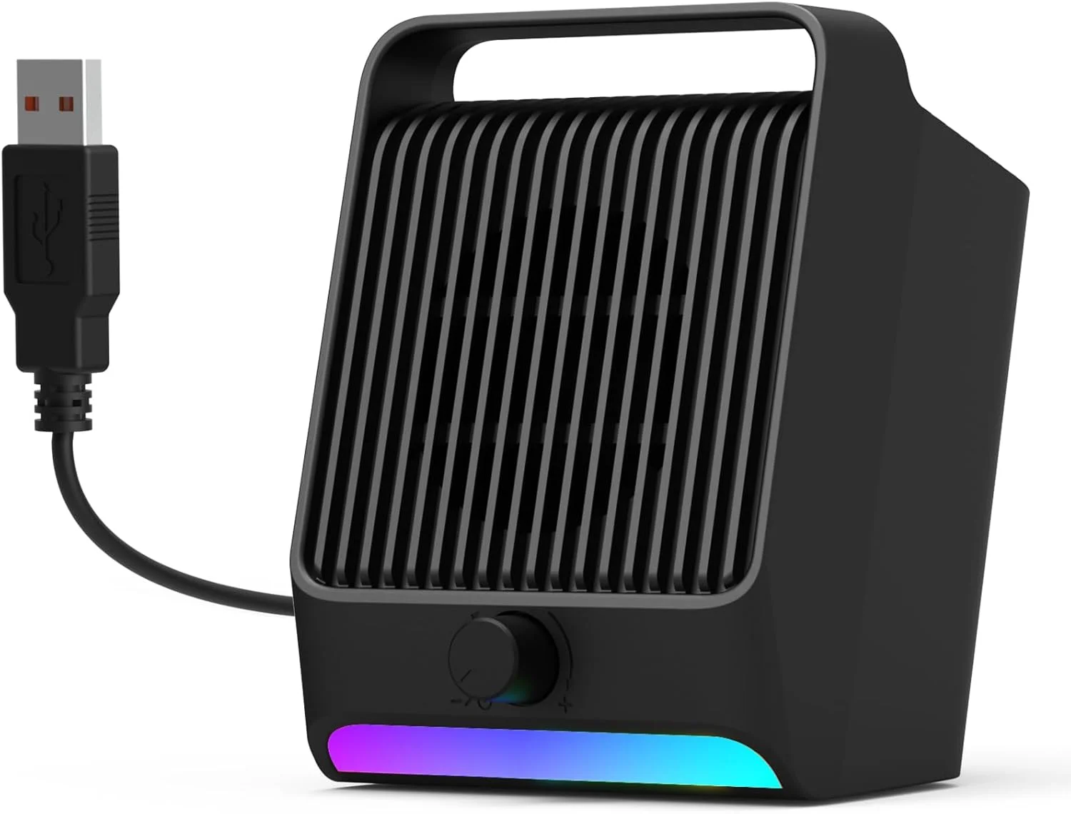 اسپیکر کامپیوتر USB با نورپردازی RGB برای کامپیوتر رومیزی/لپ تاپ | اسپیکر خارجی کوچک Plug-N-Play با نور RGB پویا، صدای شفاف، حجم صدای بلند، بیس عمیق، سازگار با Windows/macOS/ChromeOS/Linux