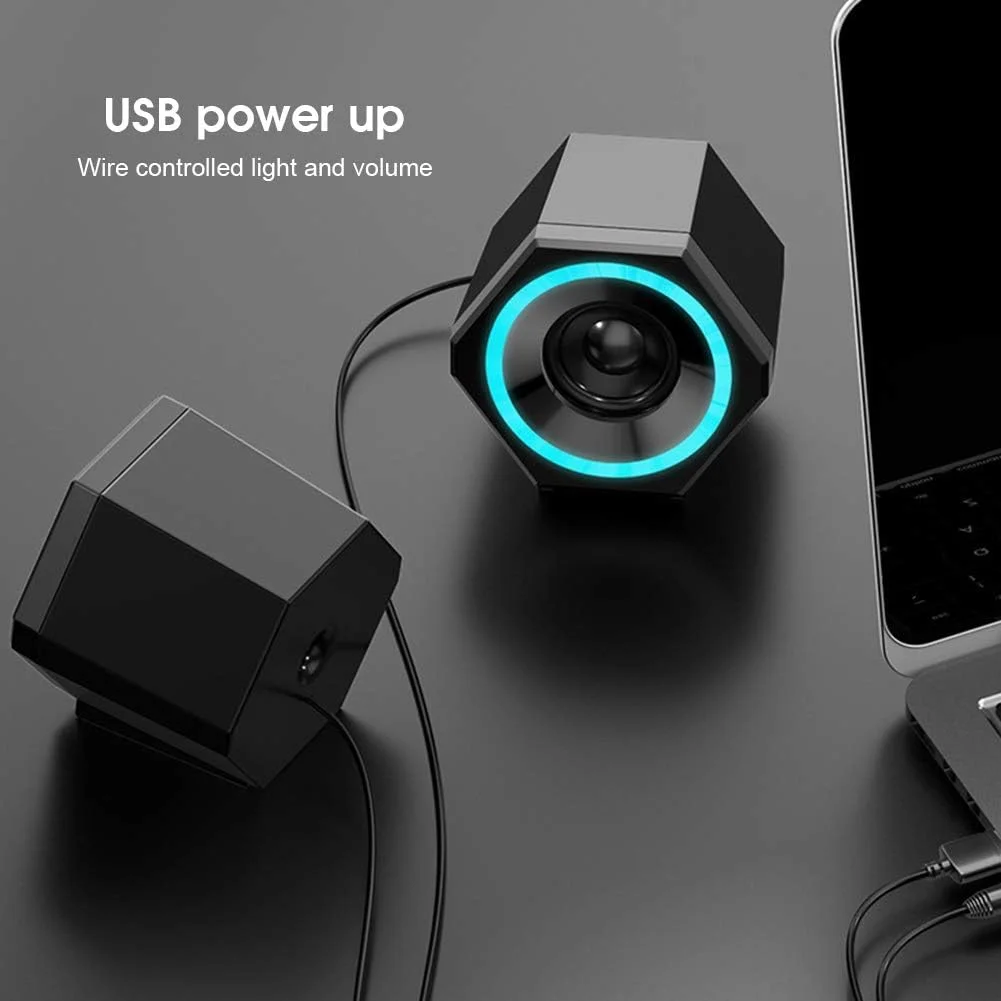 اسپیکر کامپیوتر، ساب ووفر استریو مینی سیم دار USB برای لپ تاپ و کامپیوتر رومیزی با پشتیبانی از کنترل سیم با چراغ نشانگر اسپیکر کامپیوتر، ساب ووفر استریو مینی سیم دار USB برای لپ تاپ و کامپیوتر رومیزی با پشتیبانی از کنترل سیم با چراغ نشانگر