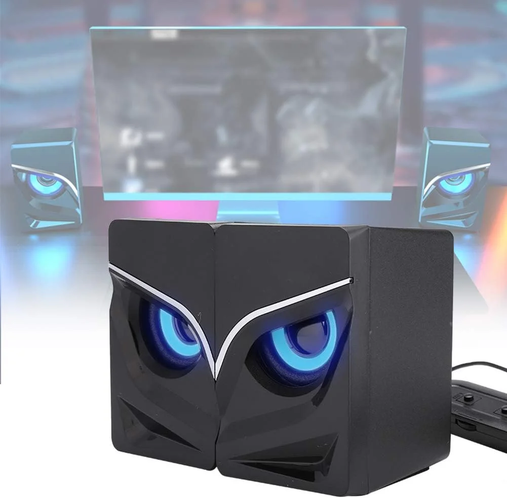 اسپیکرهای کامپیوتر سیم دار LED با طراحی جالب، مینی اسپیکر استریو ساب ووفر فراگیر USB 2.1 برای کامپیوتر اسپیکرهای کامپیوتر سیم دار LED با طراحی جالب، مینی اسپیکر استریو ساب ووفر فراگیر USB 2.1 برای کامپیوتر