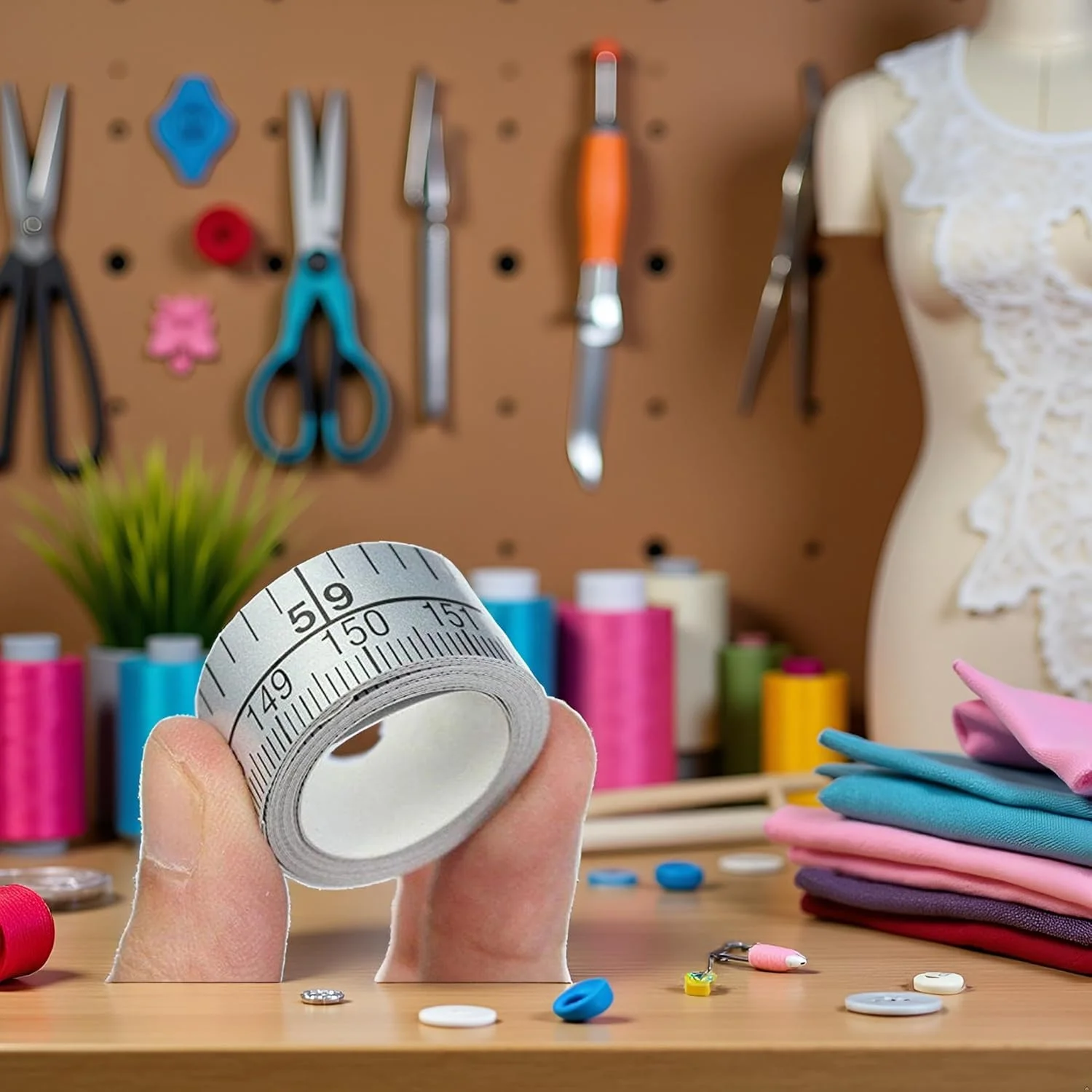 متر خیاطی 150 سانتی متری لابریسیون با بدنه نقره ای، نوار اندازه گیری خیاطی، متر خیاطی، نوارهای اندازه گیری خیاطی مدل Ta D9L4، خود چسب سانتی متری، متر نرم، کوچک در اندازه و سبک در وزن، حمل آسان