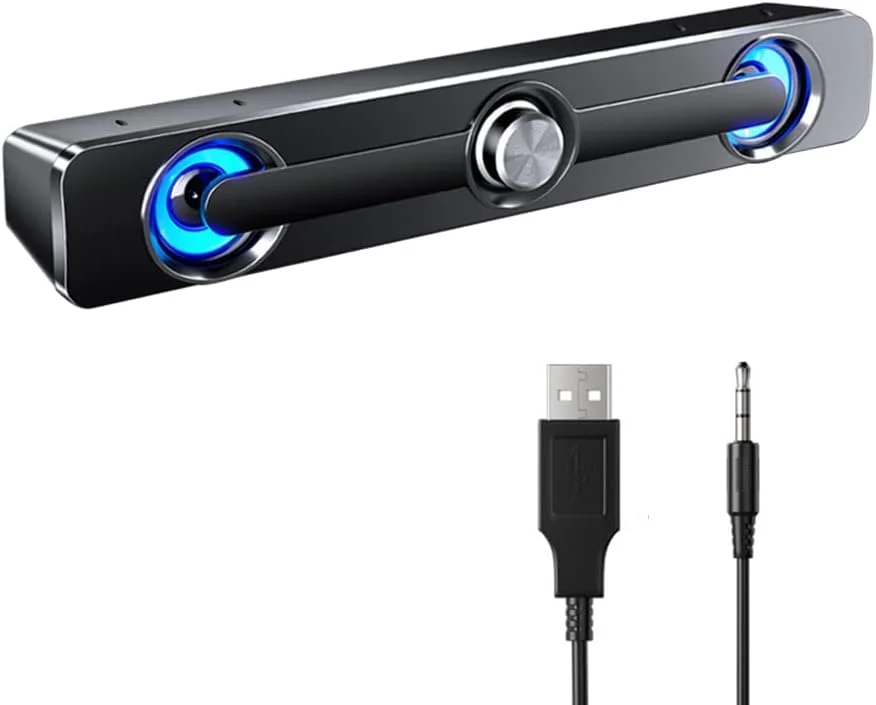 اسپیکر کامپیوتر V-111 سیمی USB ساب ووفر استریو قدرتمند نوار بلندگو باس جعبه صدای فراگیر برای کامپیوتر لپ تاپ تلفن تبلت MP3 MP4